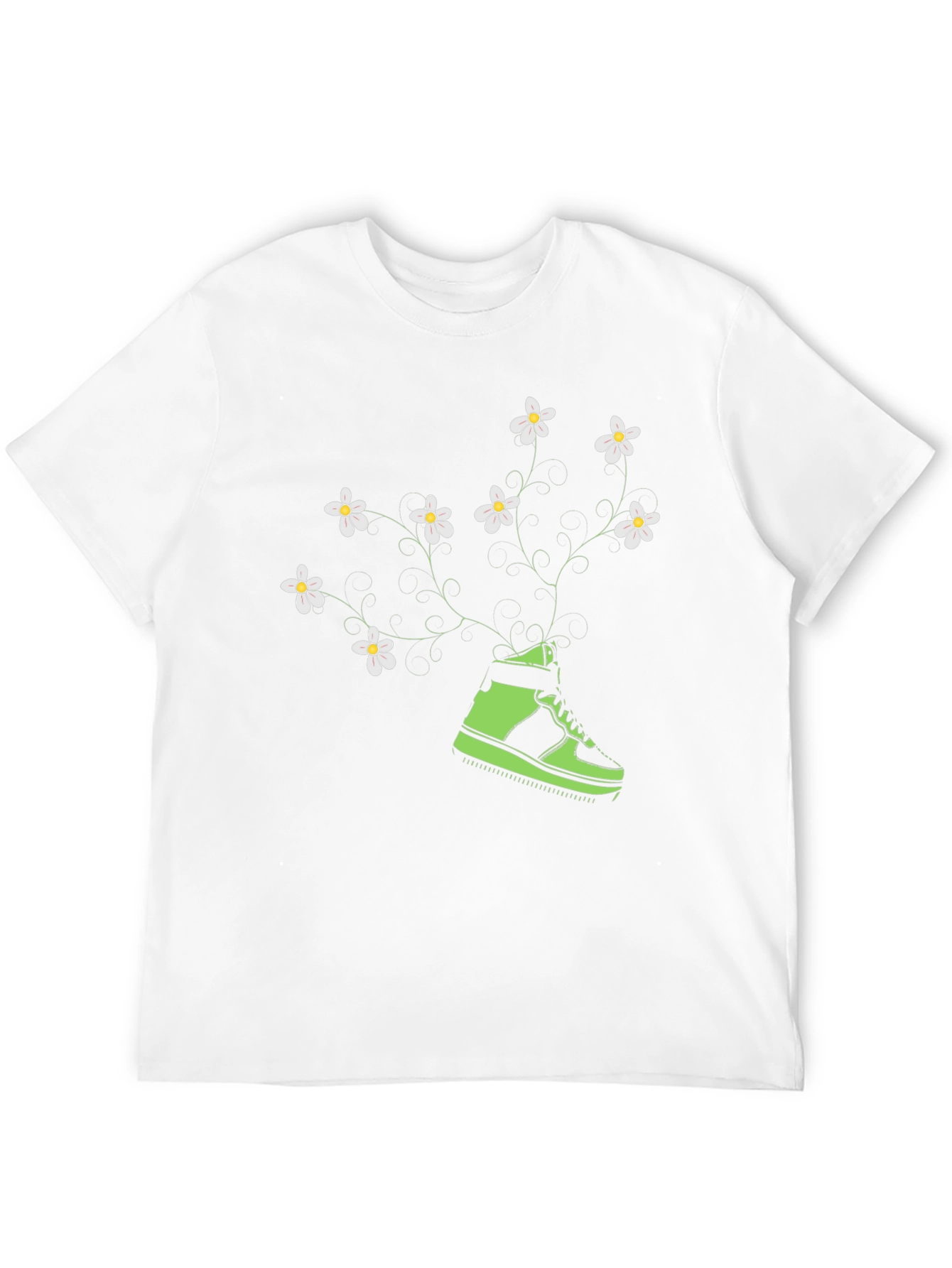 Floral Sneaker Graphic Tee - Black Cotton Blend