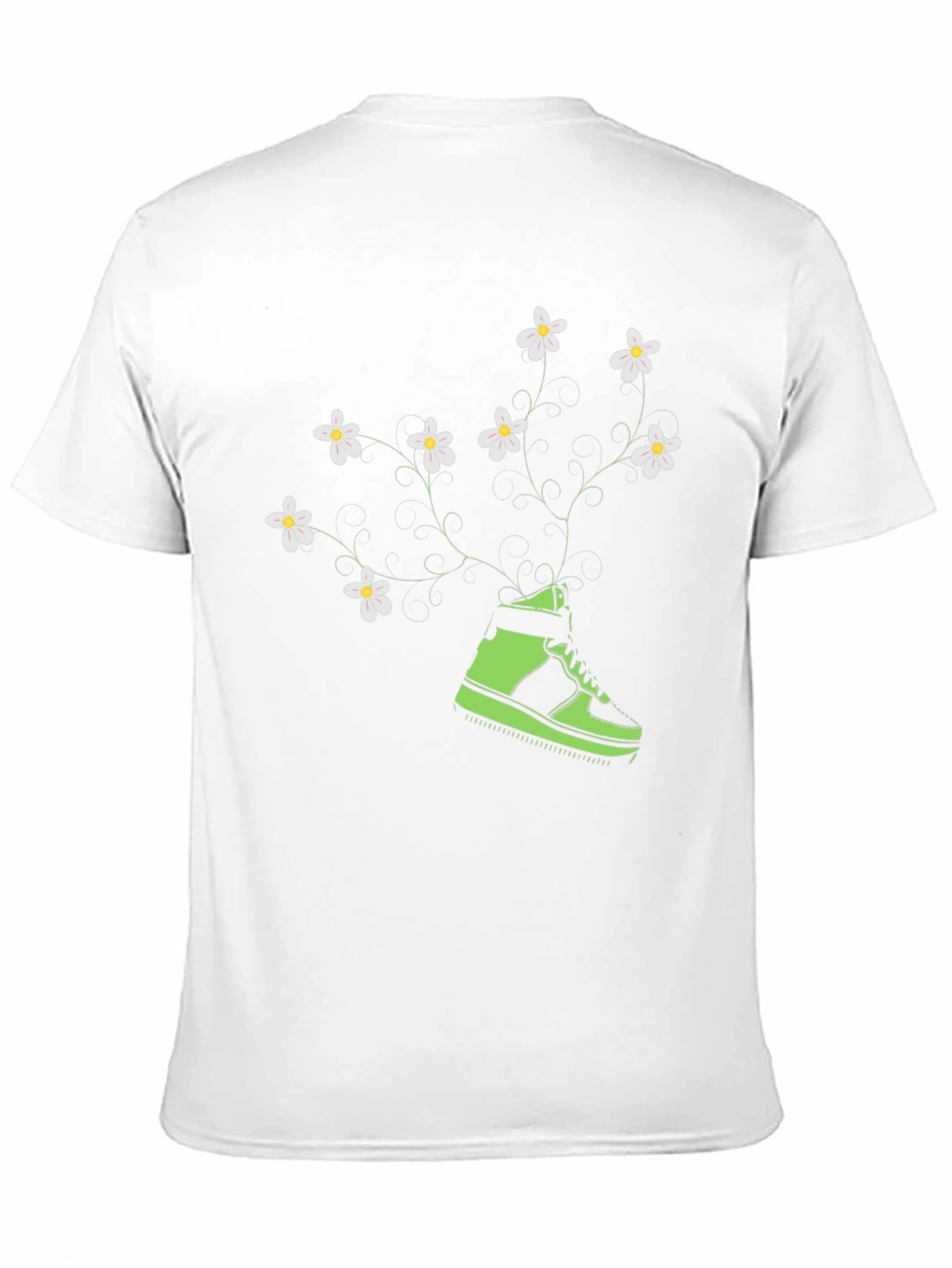 Floral Sneaker Graphic Tee - Black Cotton Blend