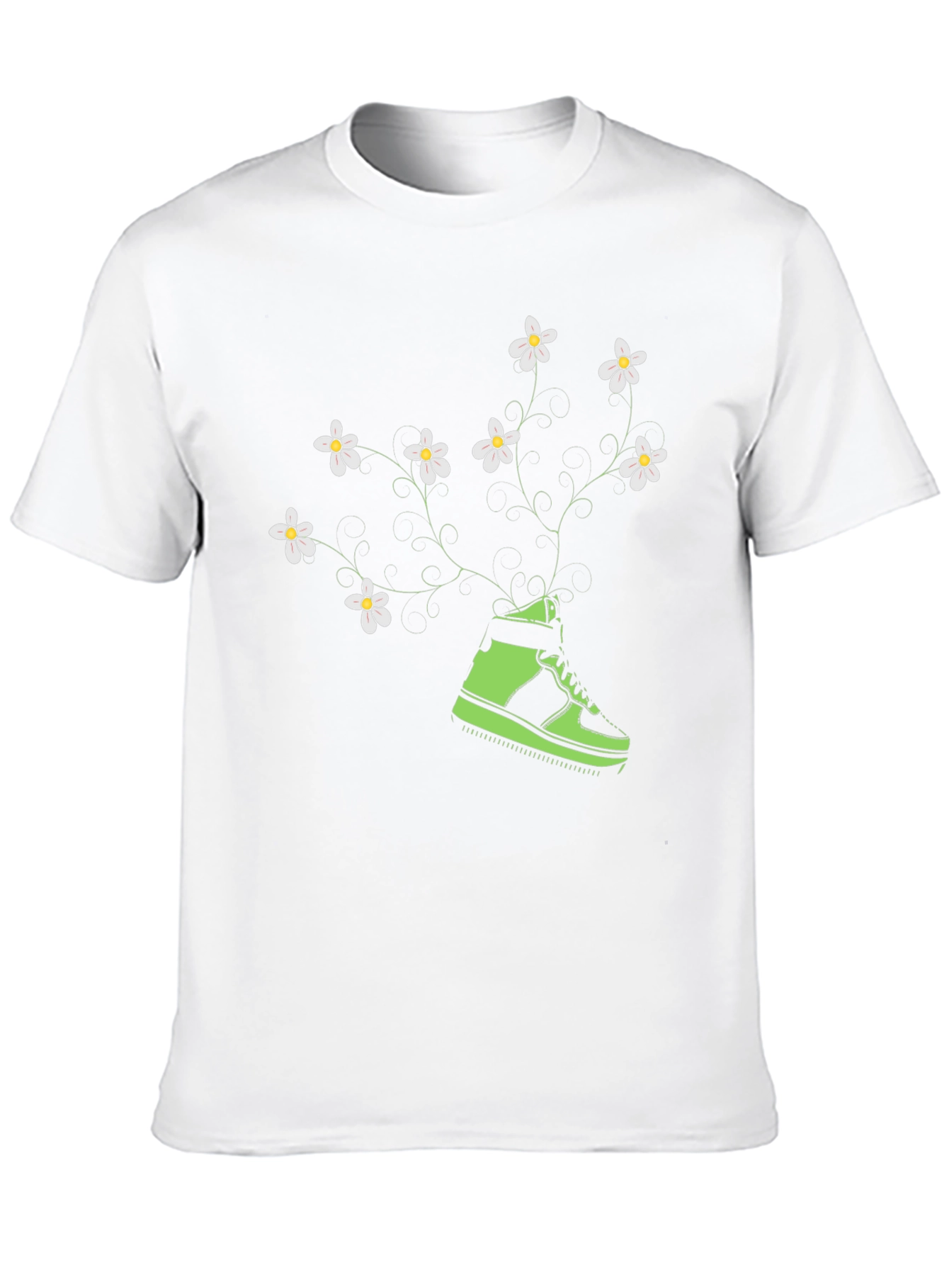 Floral Sneaker Graphic Tee - Black Cotton Blend