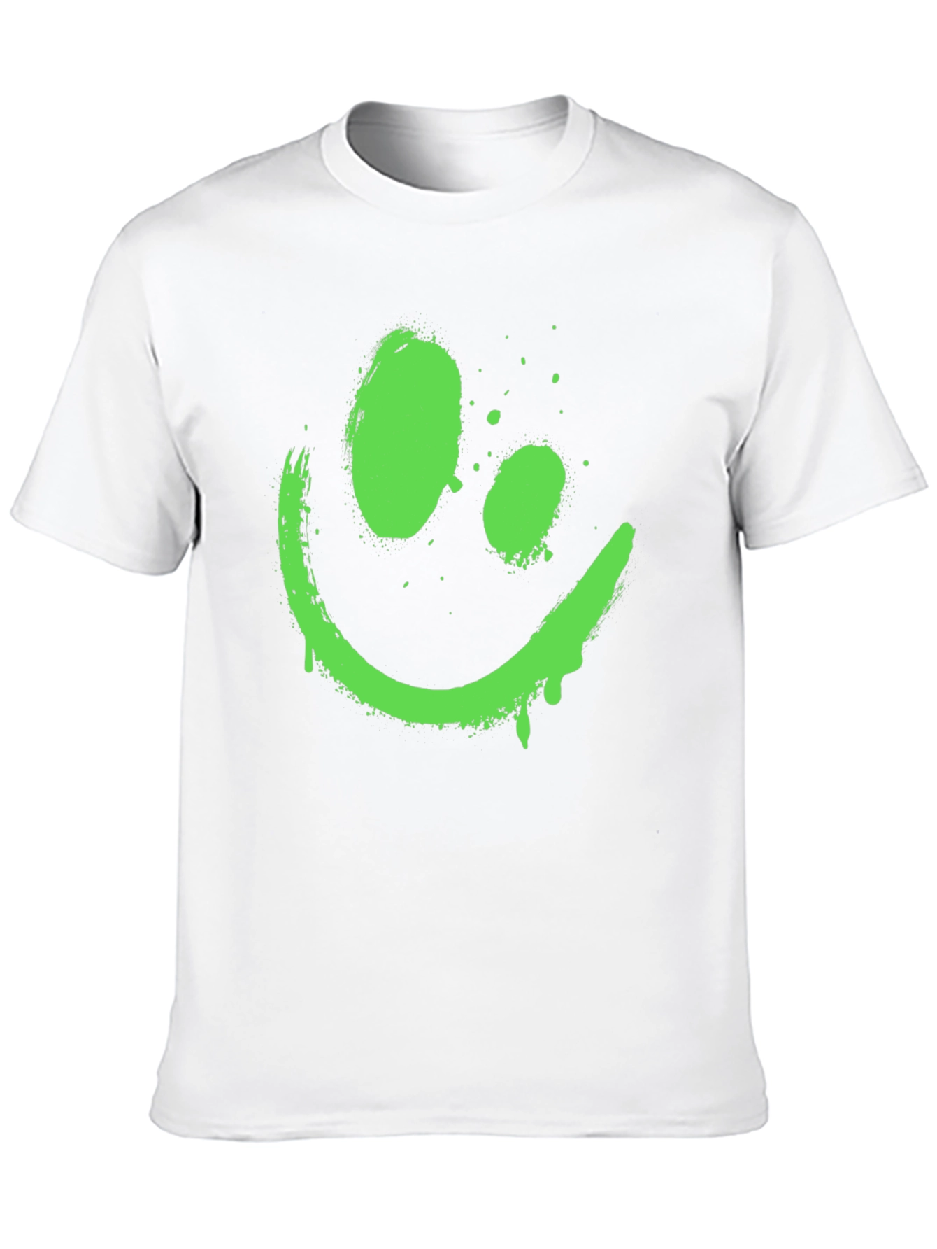 Neon Green Smiley Face Graphic Black T-Shirt