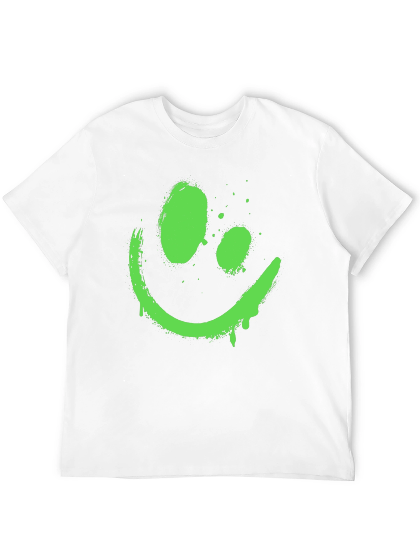 Neon Green Smiley Face Graphic Black T-Shirt