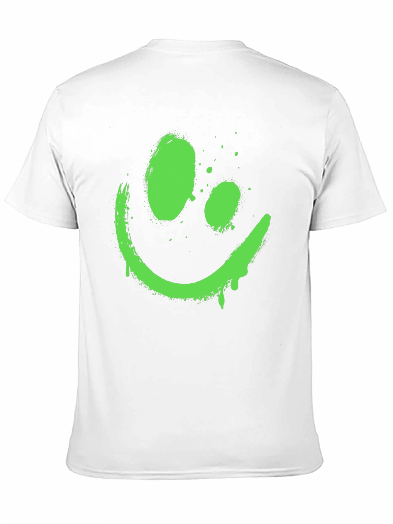 Neon Green Smiley Face Graphic Black T-Shirt