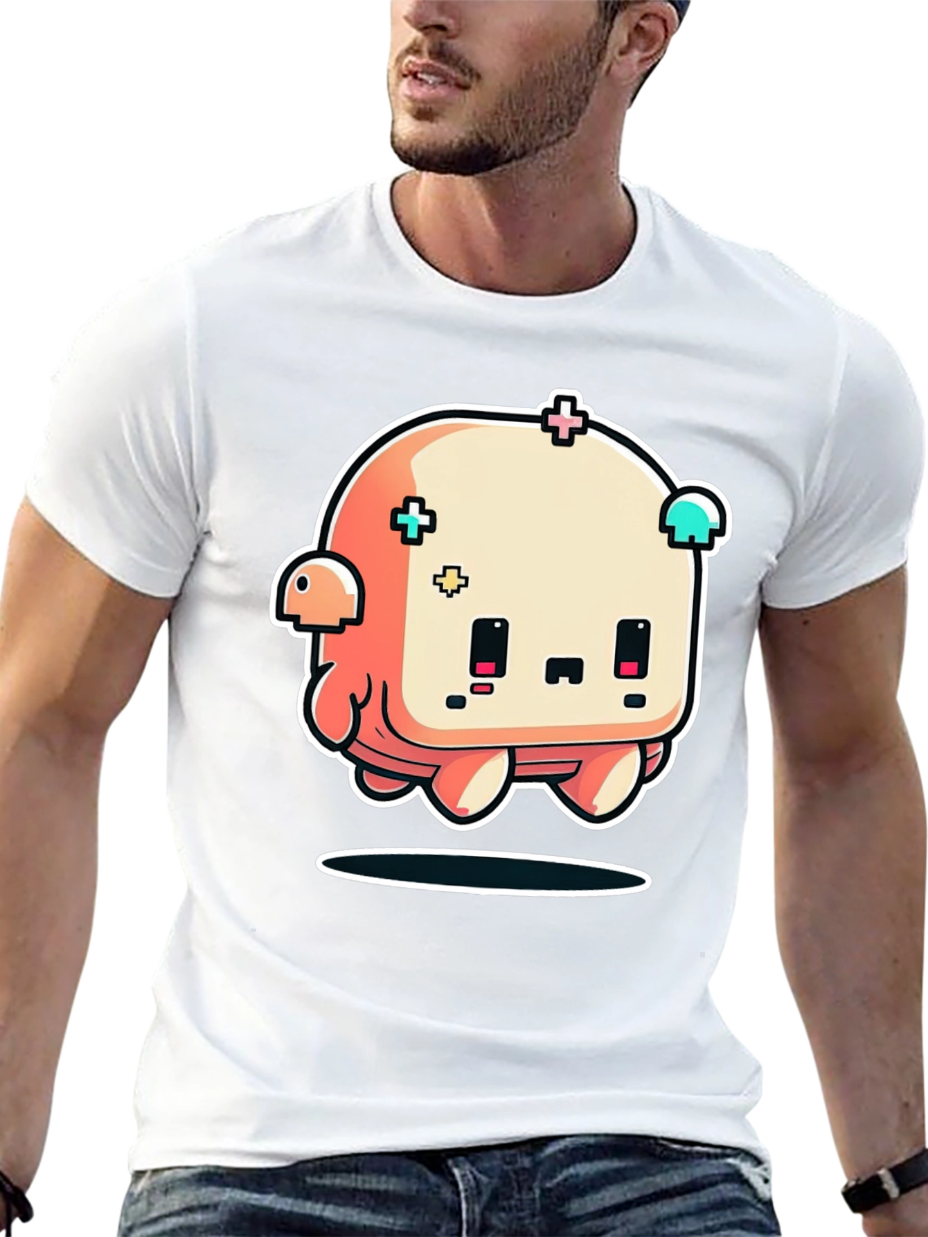 Cute Cartoon Character Black T-Shirt
