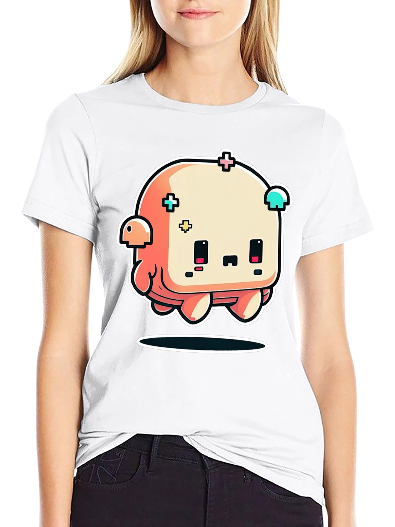 Cute Cartoon Character Black T-Shirt