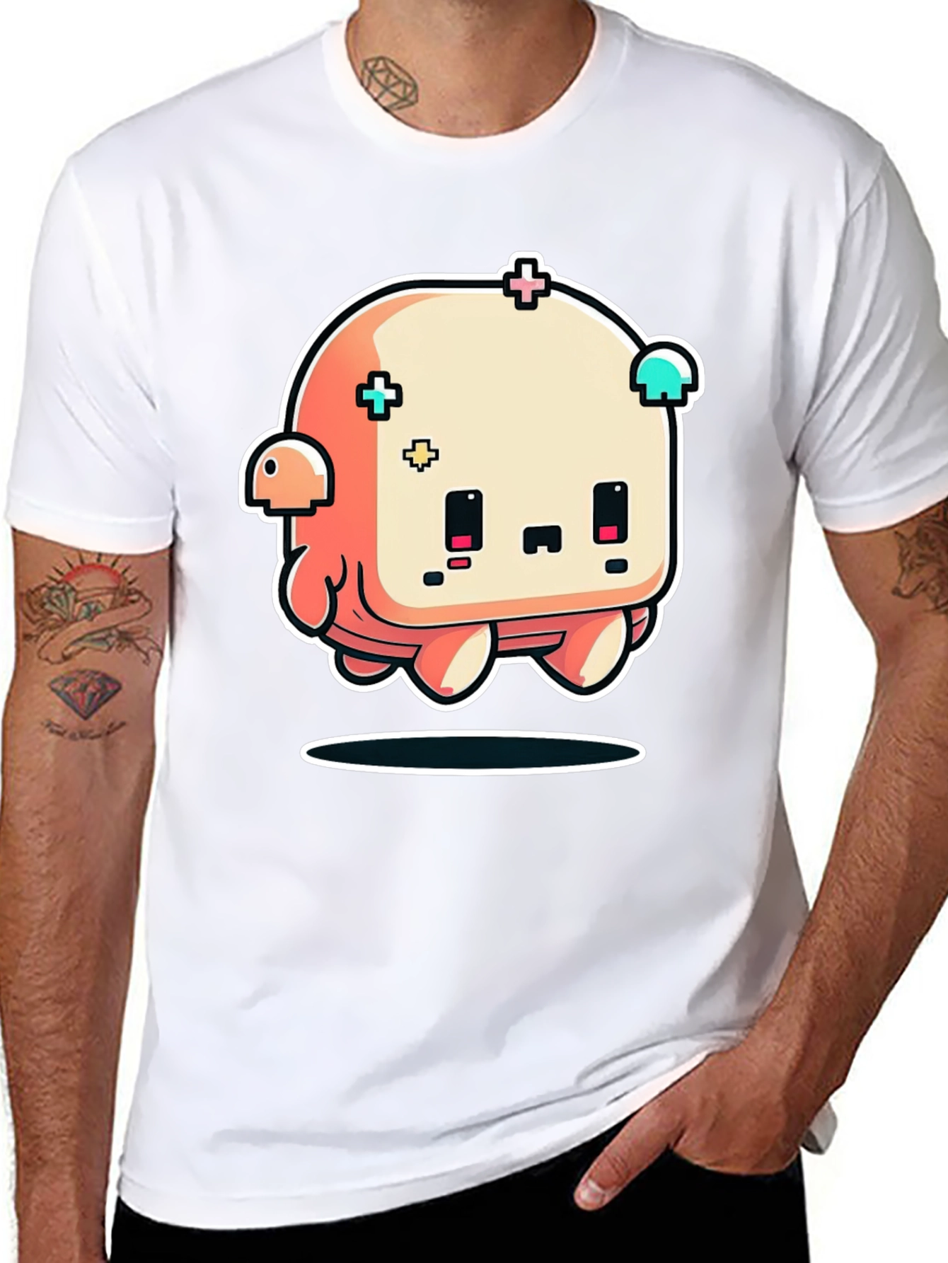 Cute Cartoon Character Black T-Shirt