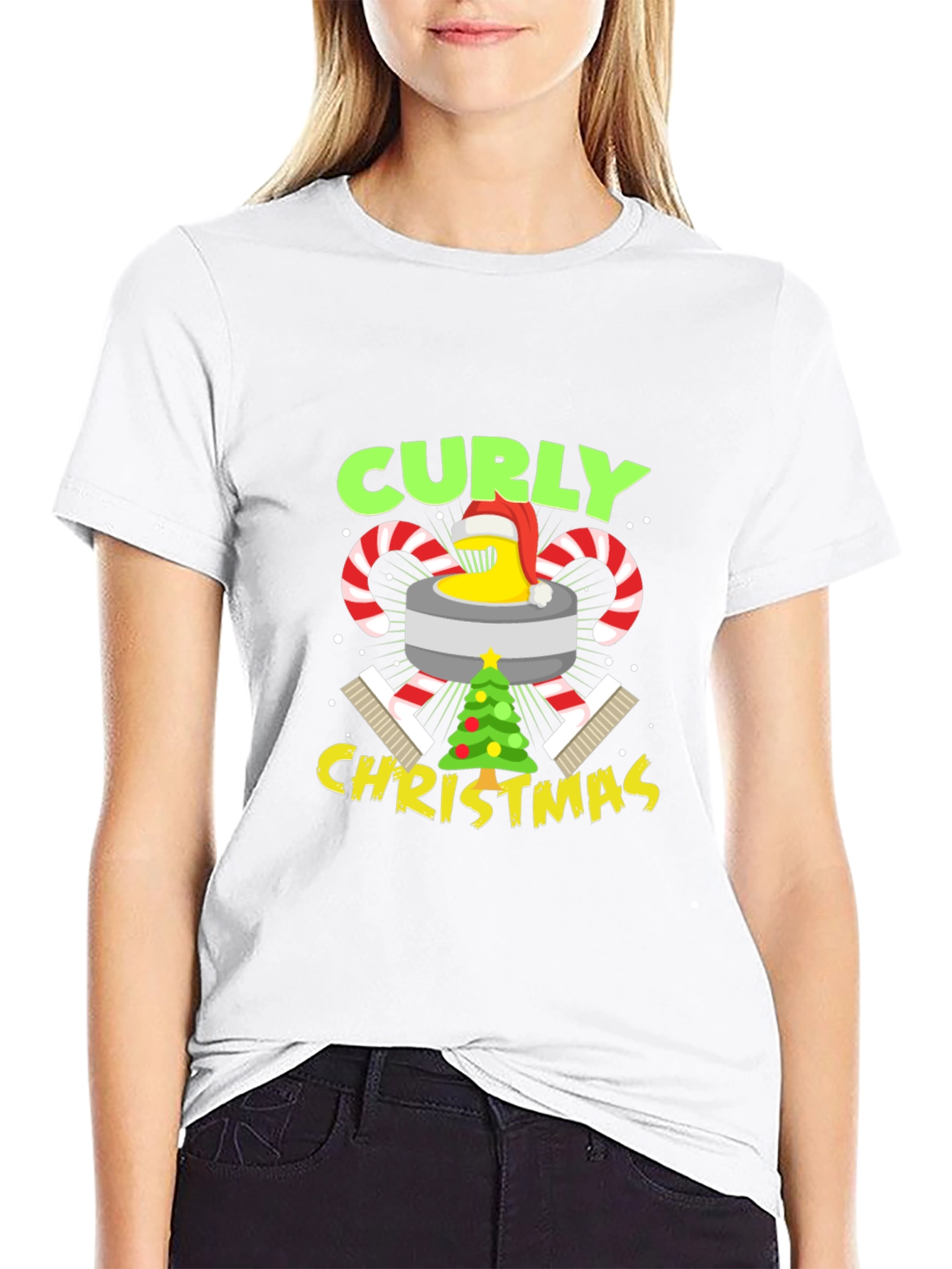 Curly Christmas T-Shirt Holiday Graphic Tee