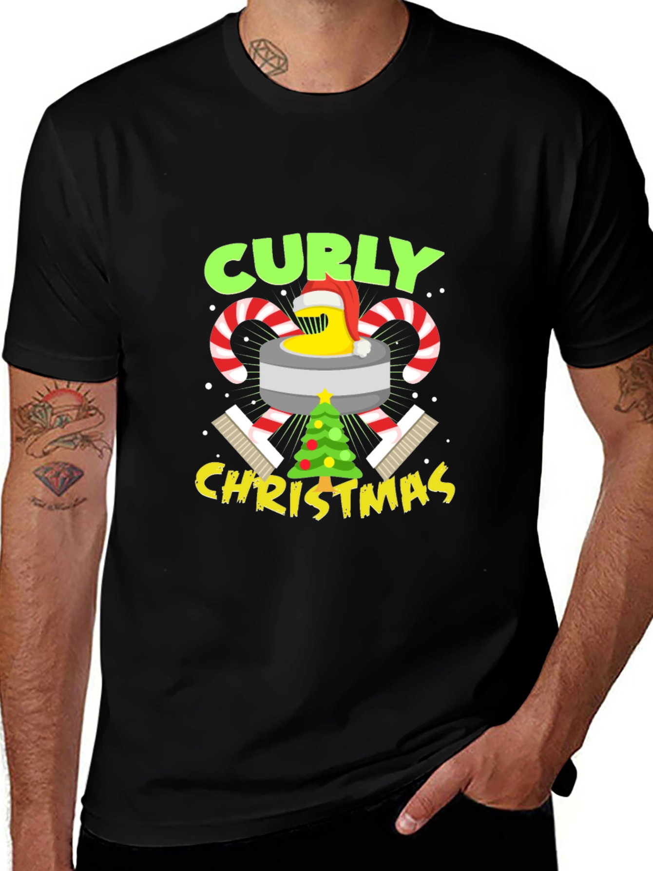 Curly Christmas T-Shirt Holiday Graphic Tee