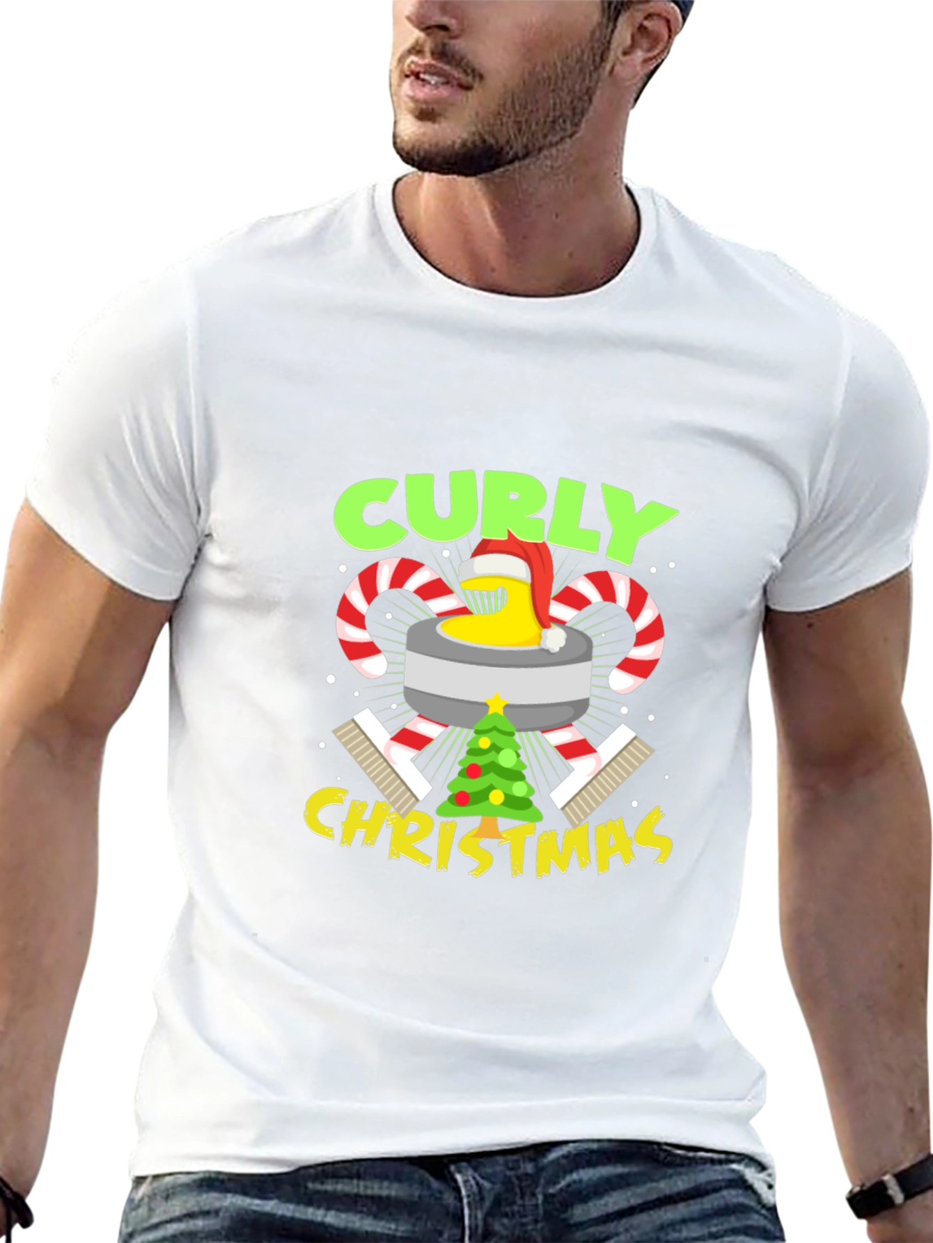 Curly Christmas T-Shirt Holiday Graphic Tee