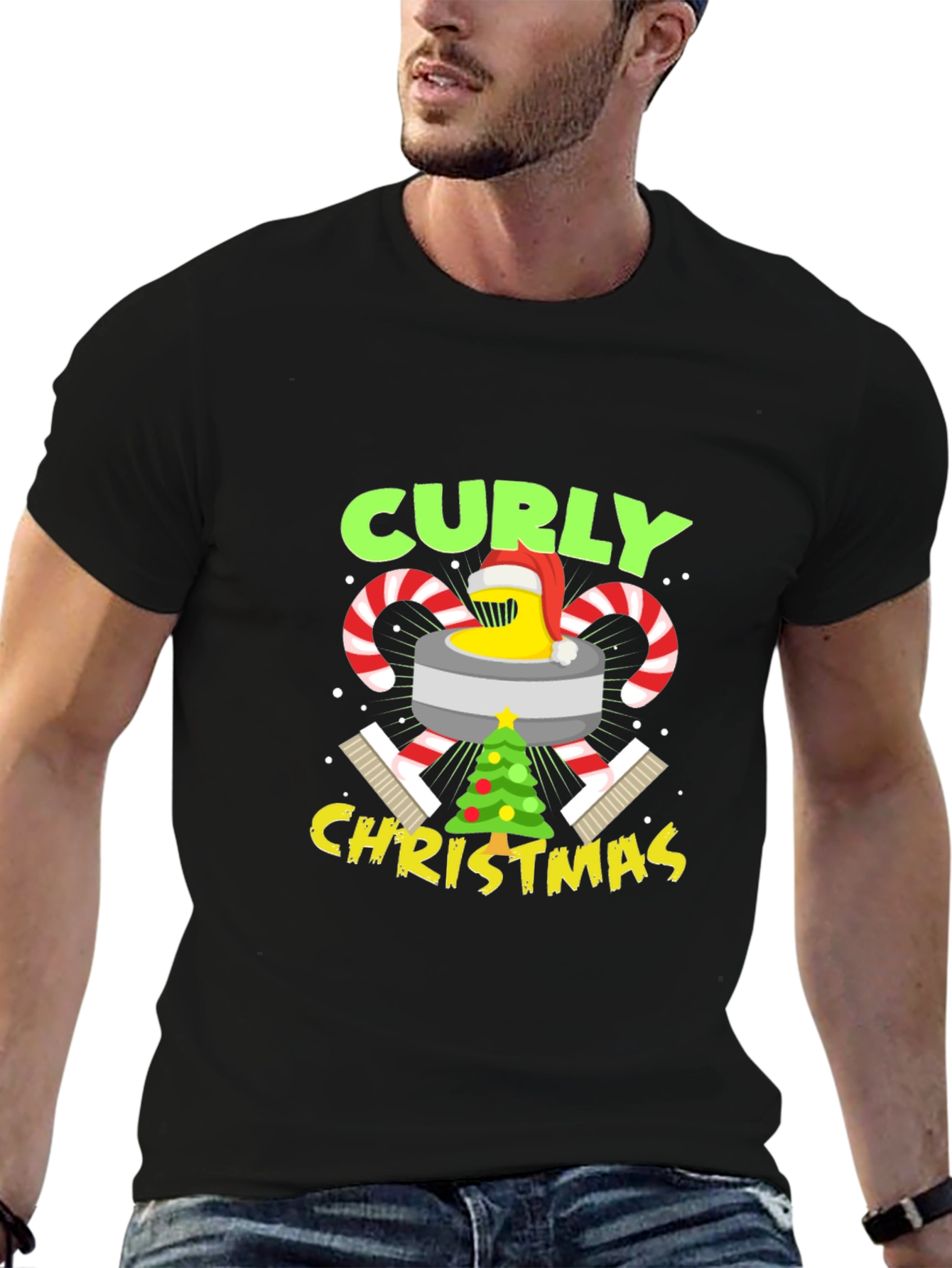 Curly Christmas T-Shirt Holiday Graphic Tee