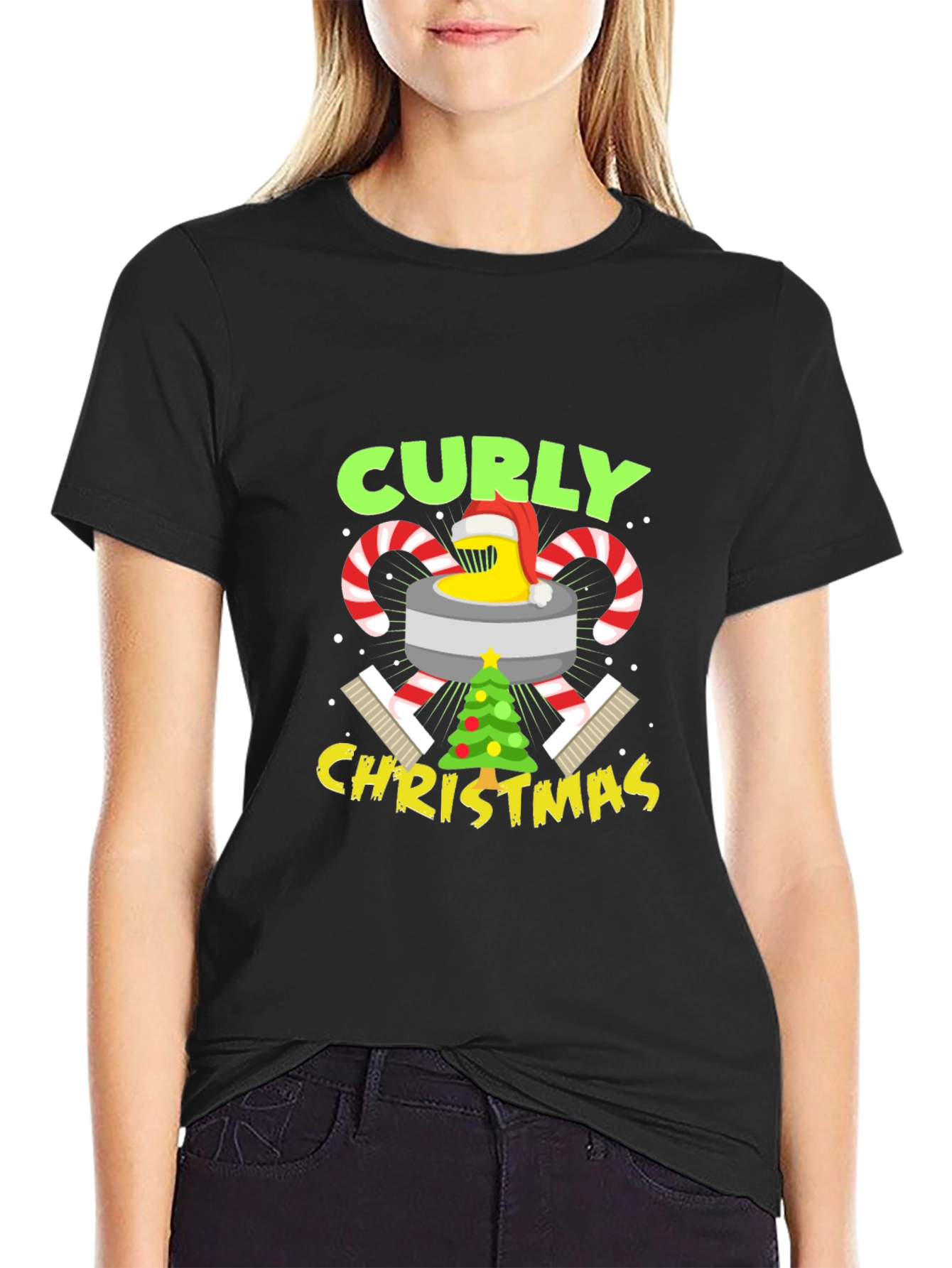 Curly Christmas T-Shirt Holiday Graphic Tee