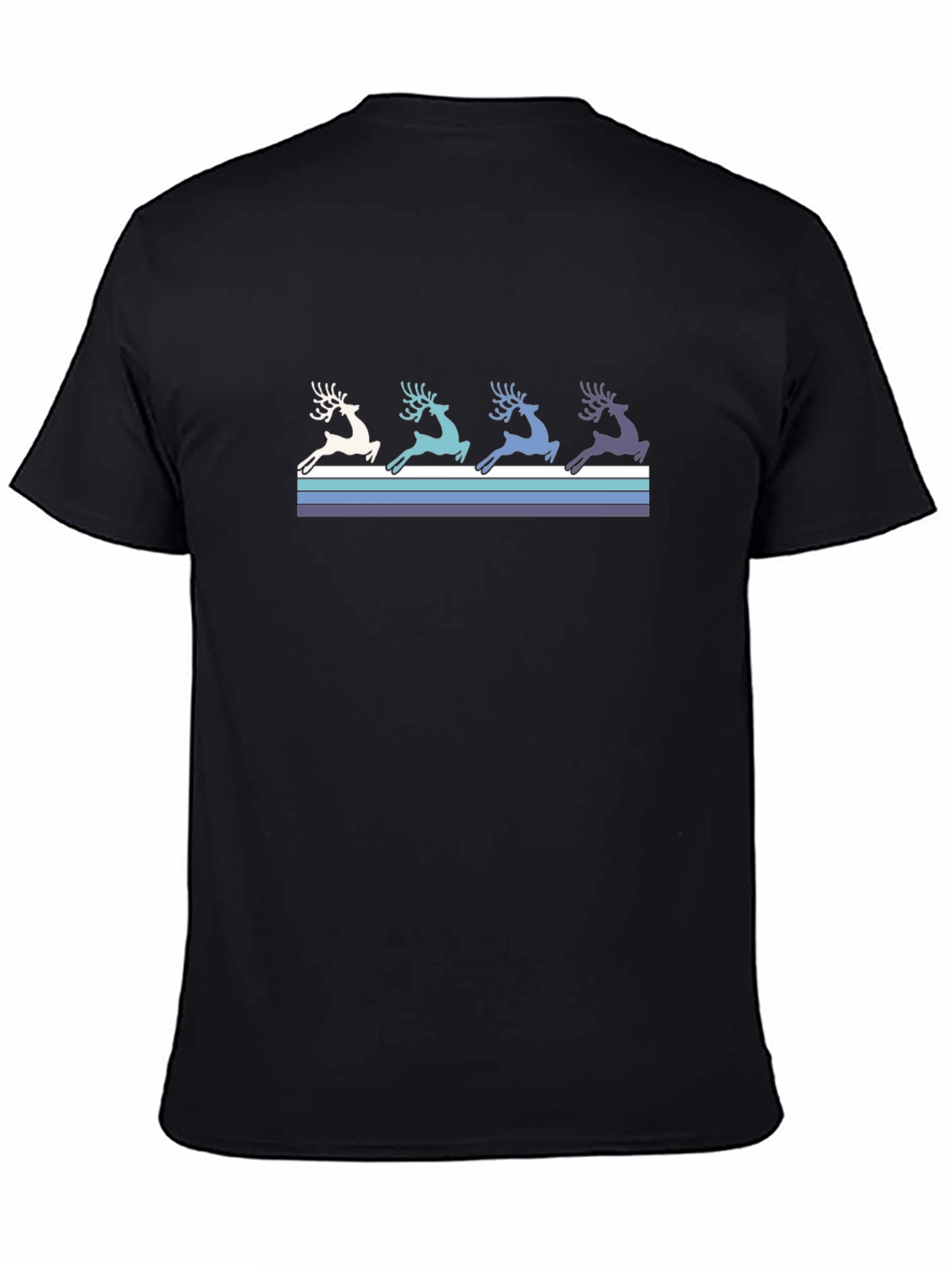 Retro Reindeer Graphic Tee - Black Cotton T-Shirt