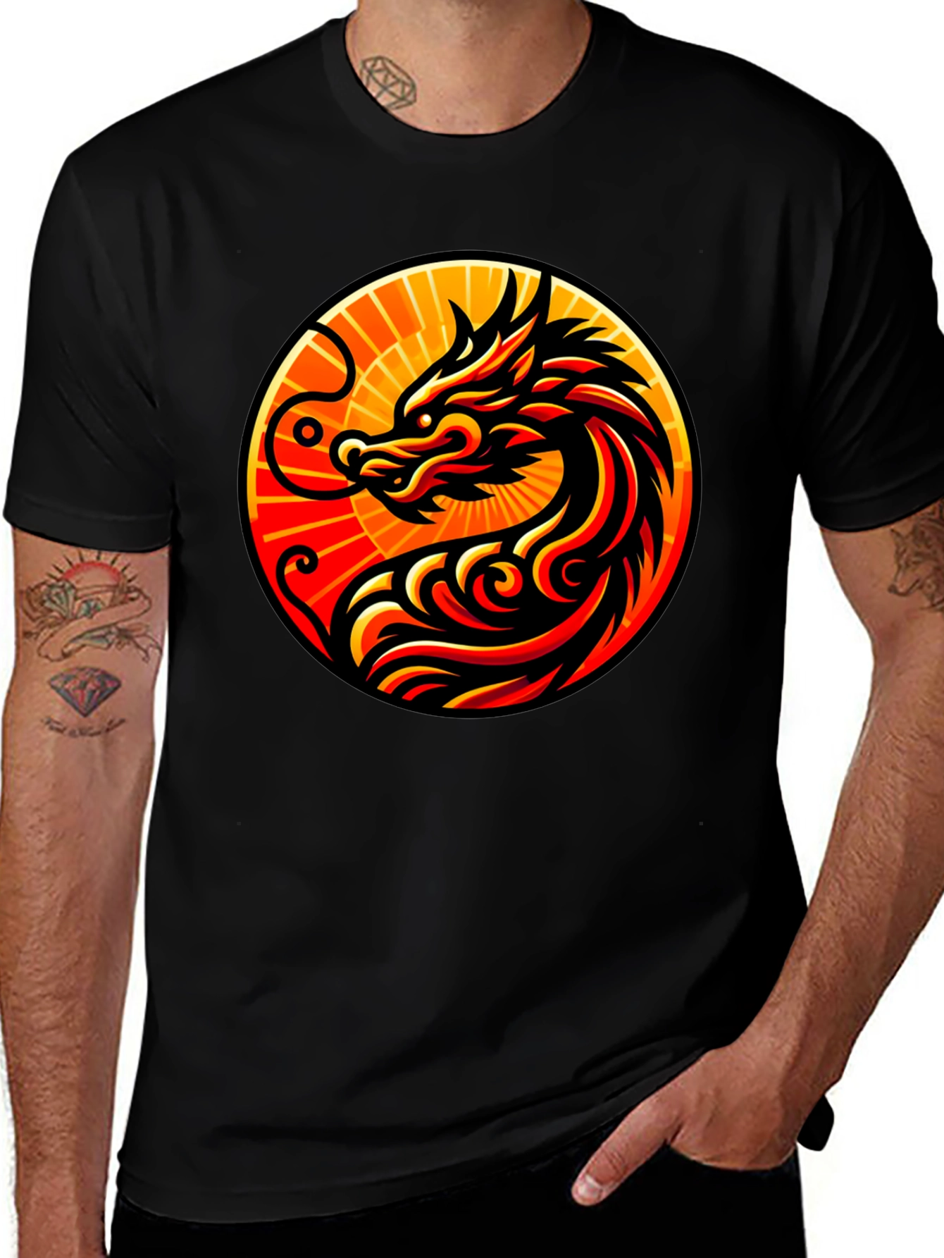 Dragon Circle Graphic Tee - Bold Style
