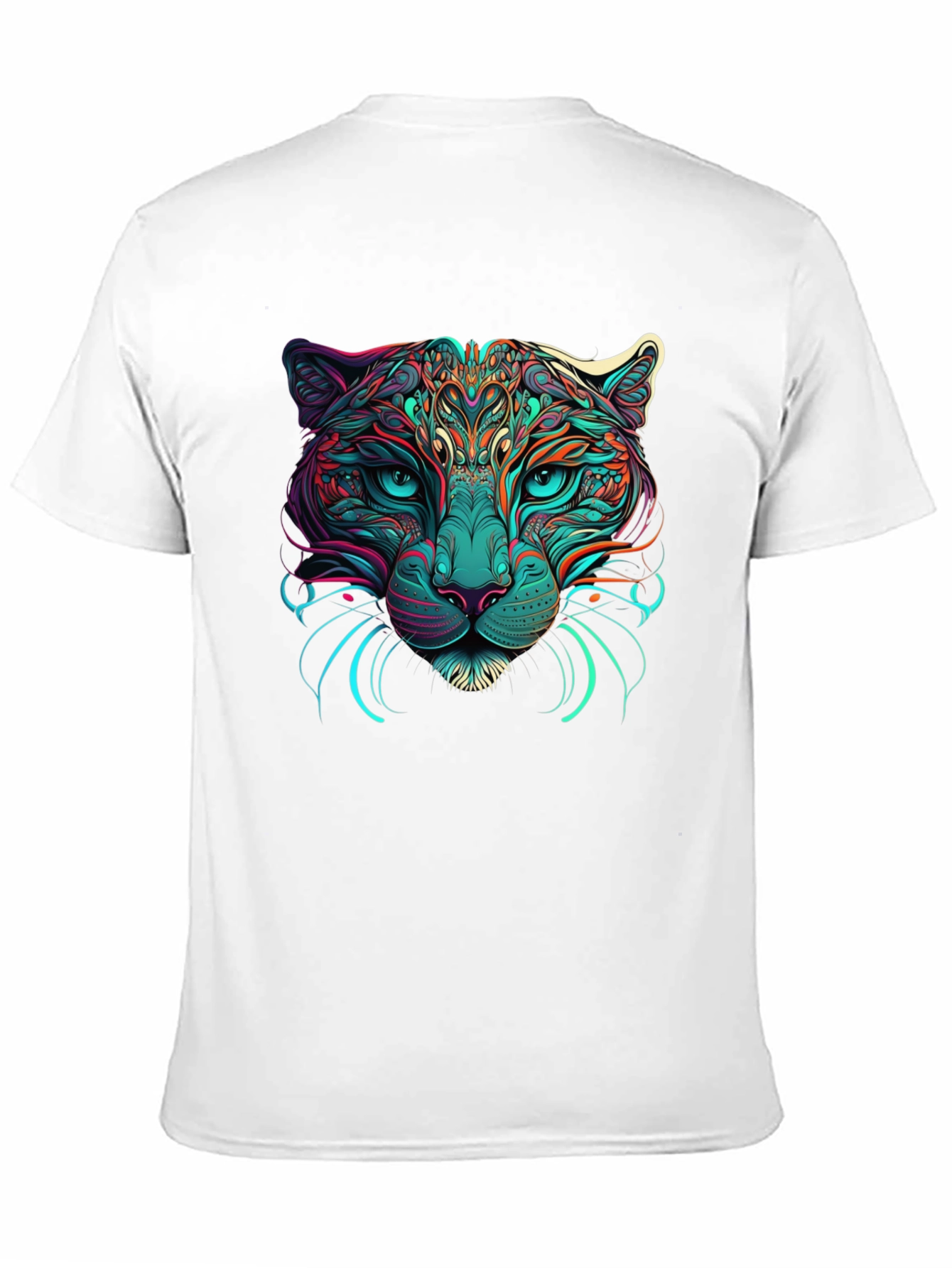 Psychedelic Cat Graphic Tee - Black Cotton T-Shirt