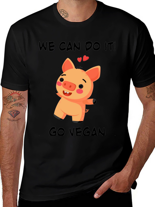 Vegan Pig Graphic T-Shirt - We Can Do It!