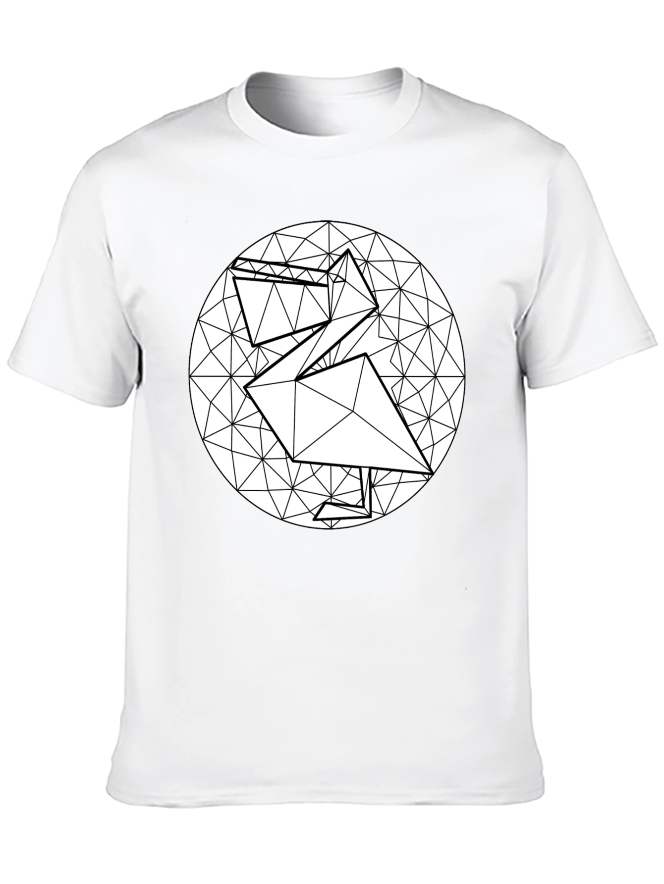 Geometric Origami Bird Black T-Shirt
