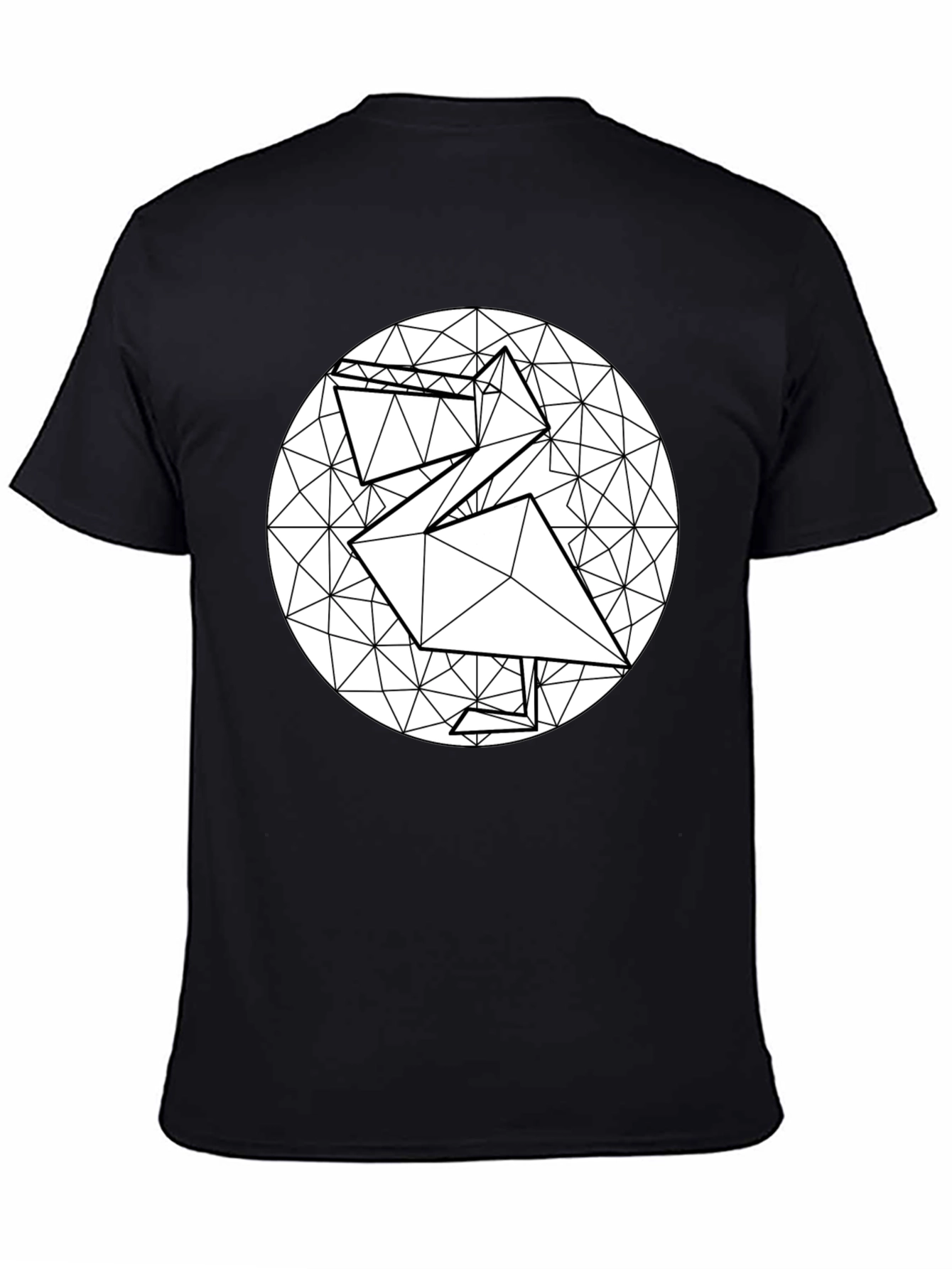 Geometric Origami Bird Black T-Shirt