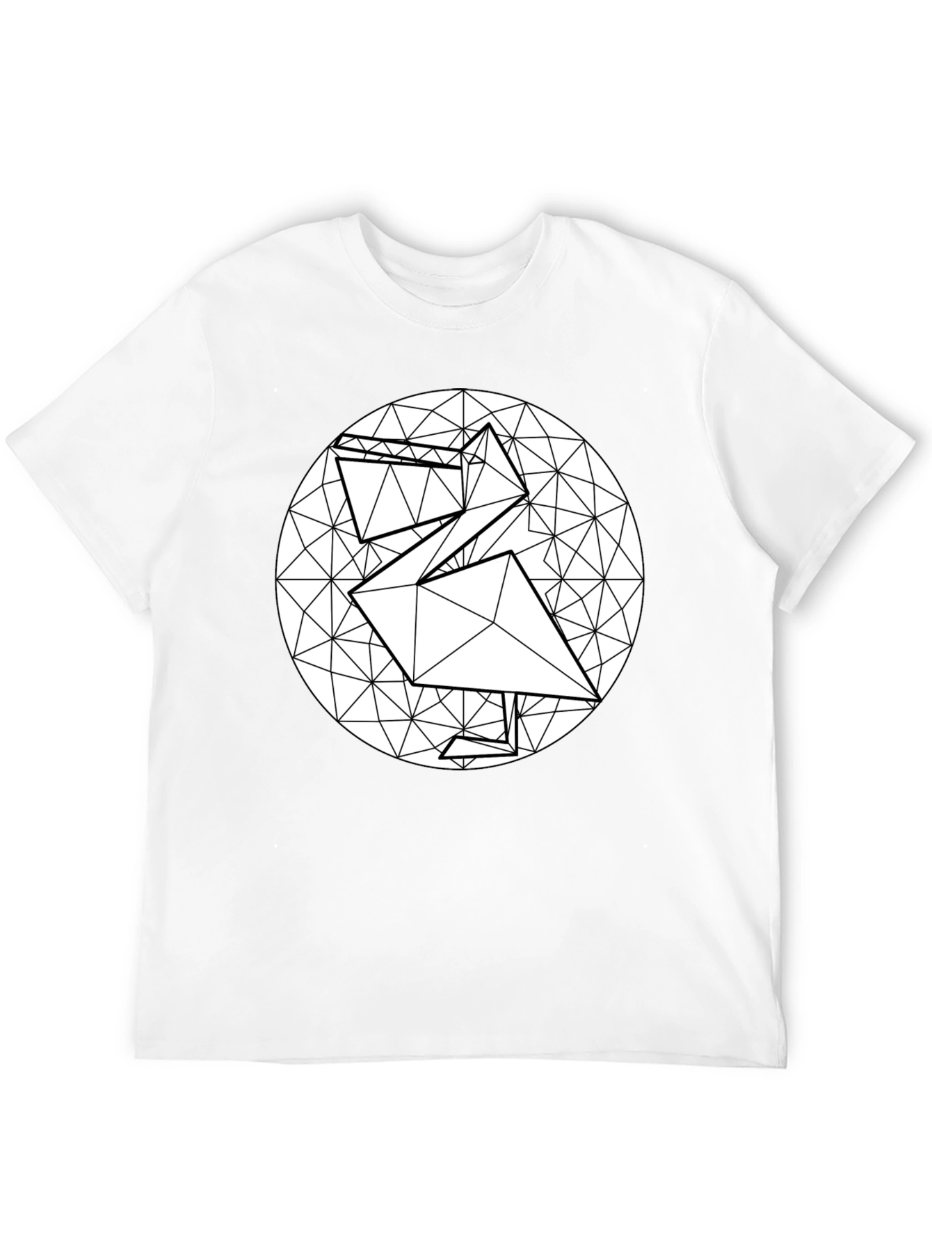Geometric Origami Bird Black T-Shirt