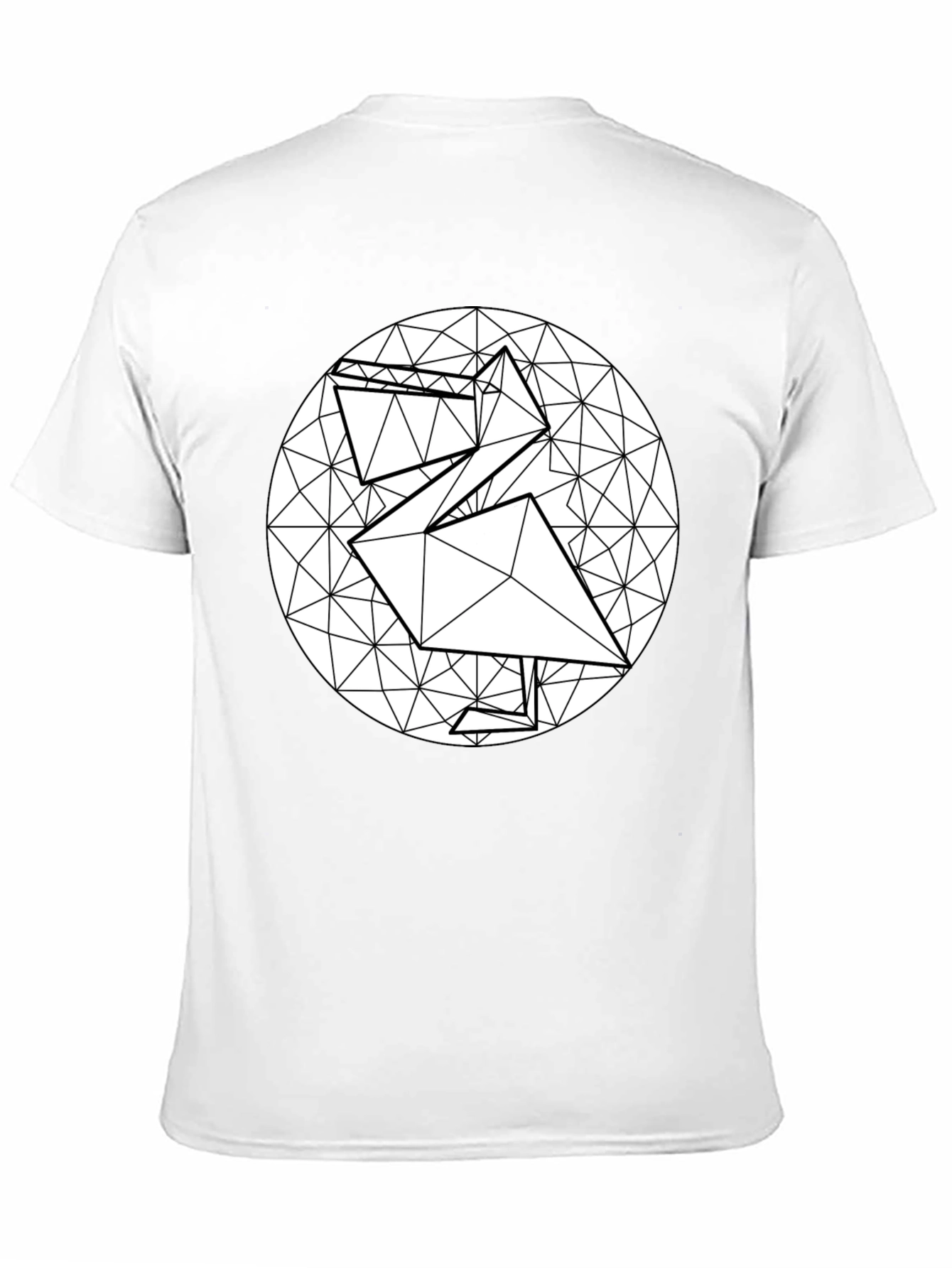Geometric Origami Bird Black T-Shirt