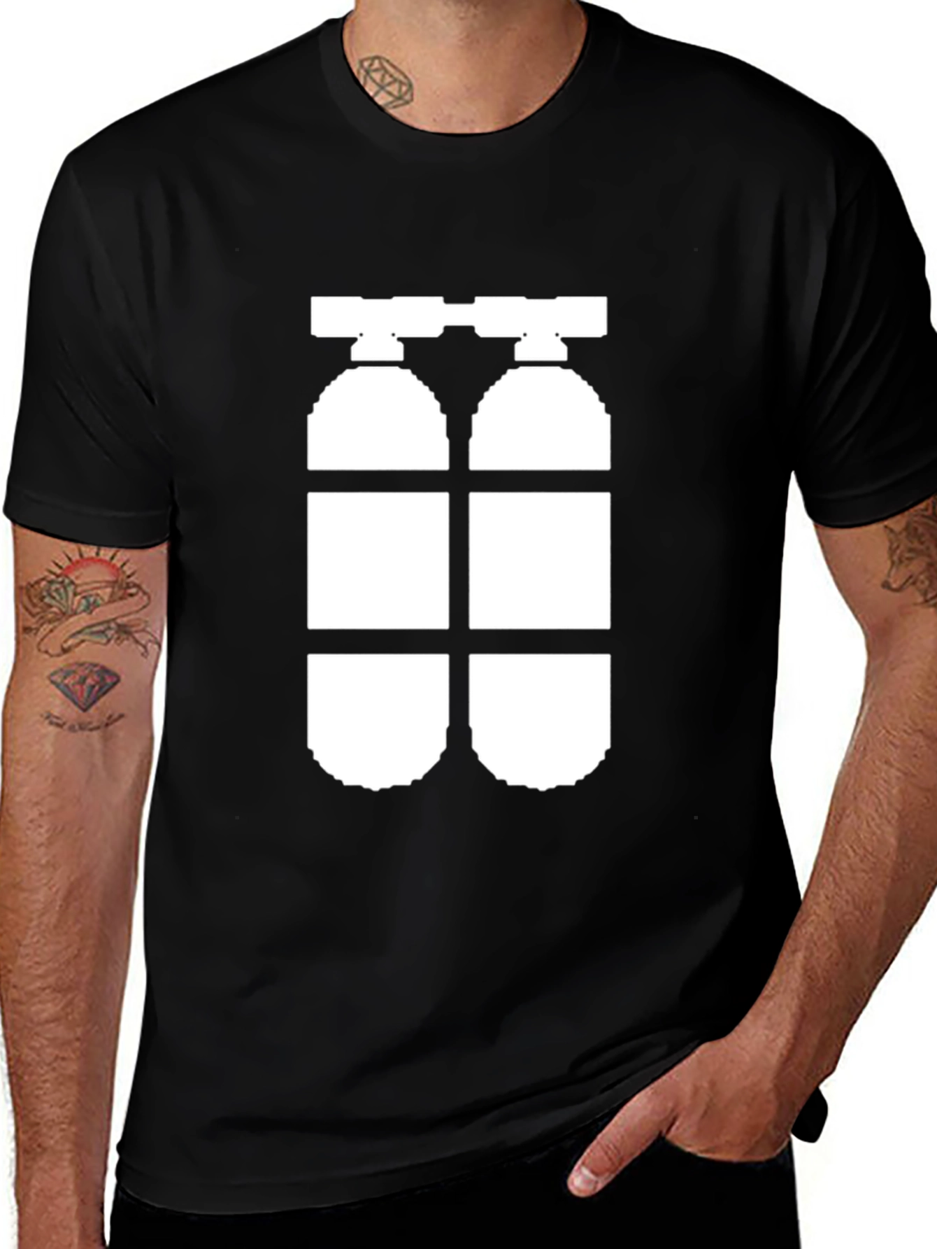 Divers Double Tank Graphic Tee - Black