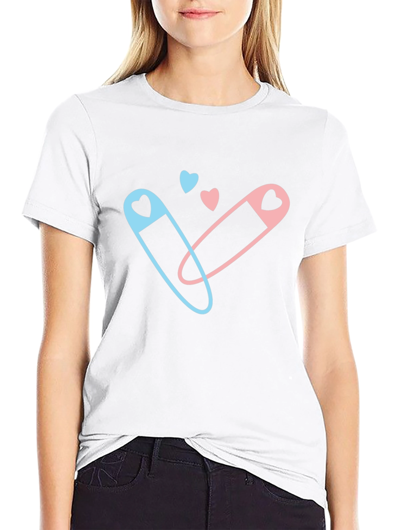 Gender Reveal T-Shirt - Blue & Pink Safety Pins
