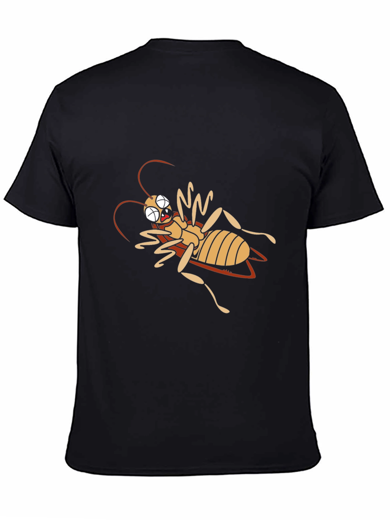 Cartoon Cockroach Black T-Shirt