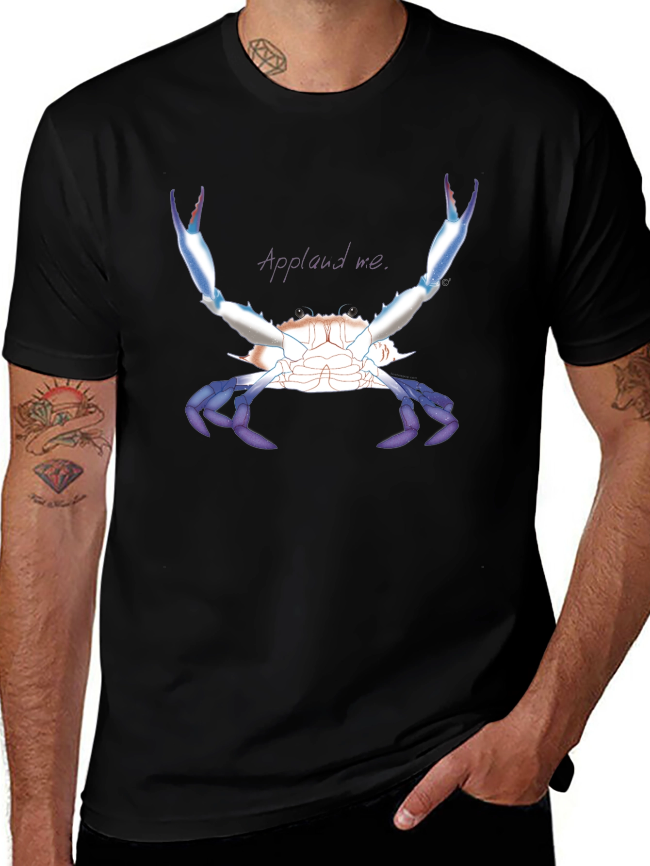 Applaud Me Crab Graphic Tee - Black Unisex T-Shirt