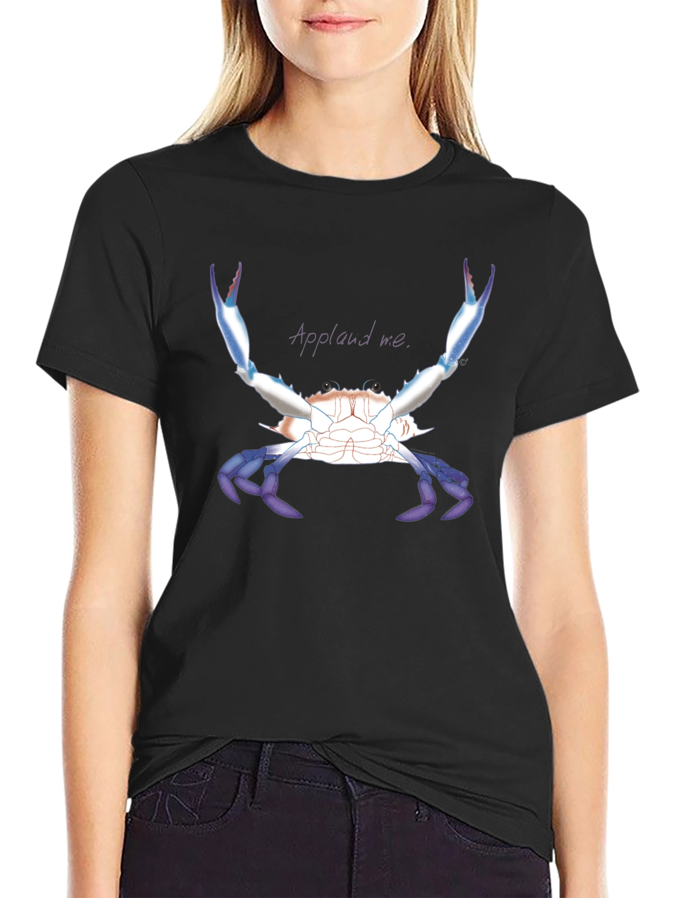 Applaud Me Crab Graphic Tee - Black Unisex T-Shirt