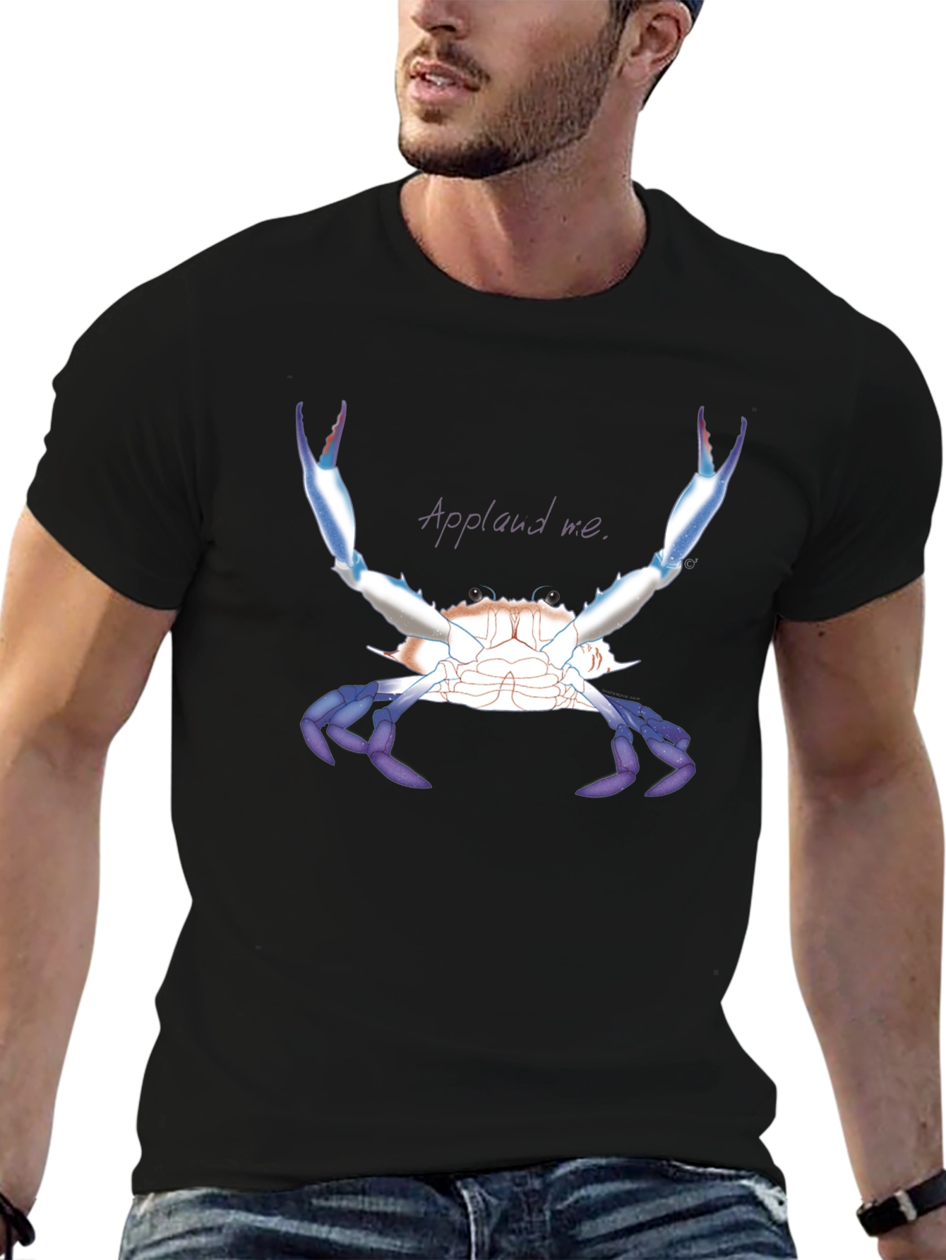 Applaud Me Crab Graphic Tee - Black Unisex T-Shirt