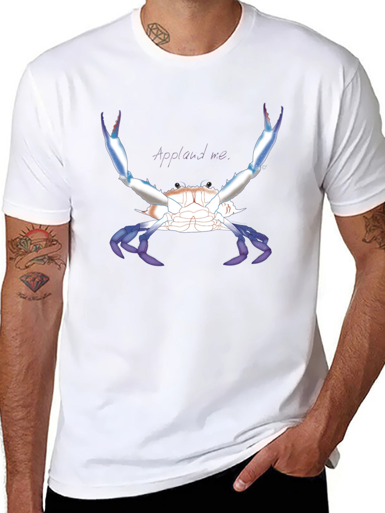 Applaud Me Crab Graphic Tee - Black Unisex T-Shirt
