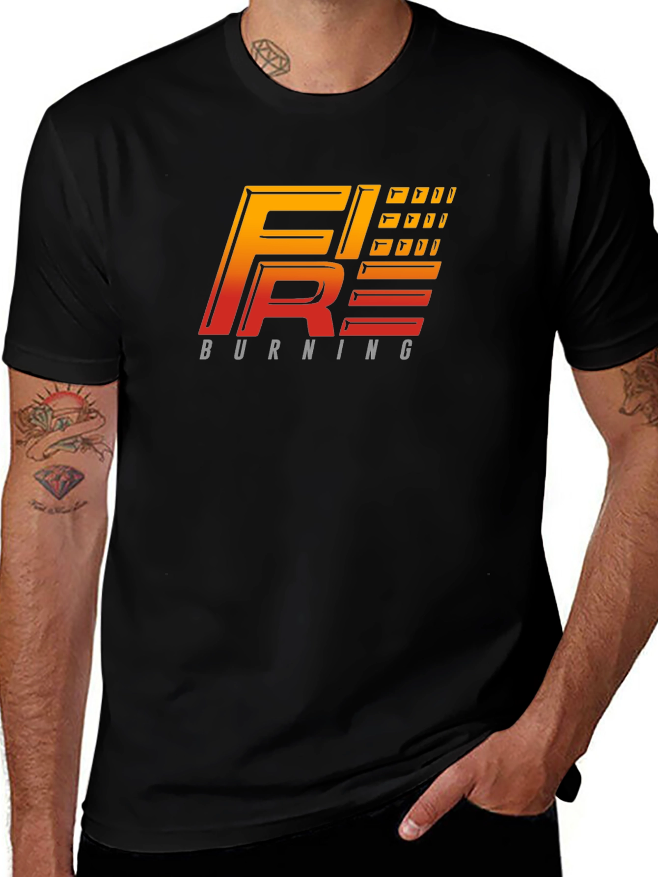 Fire Burning Graphic Tee - Black T-Shirt