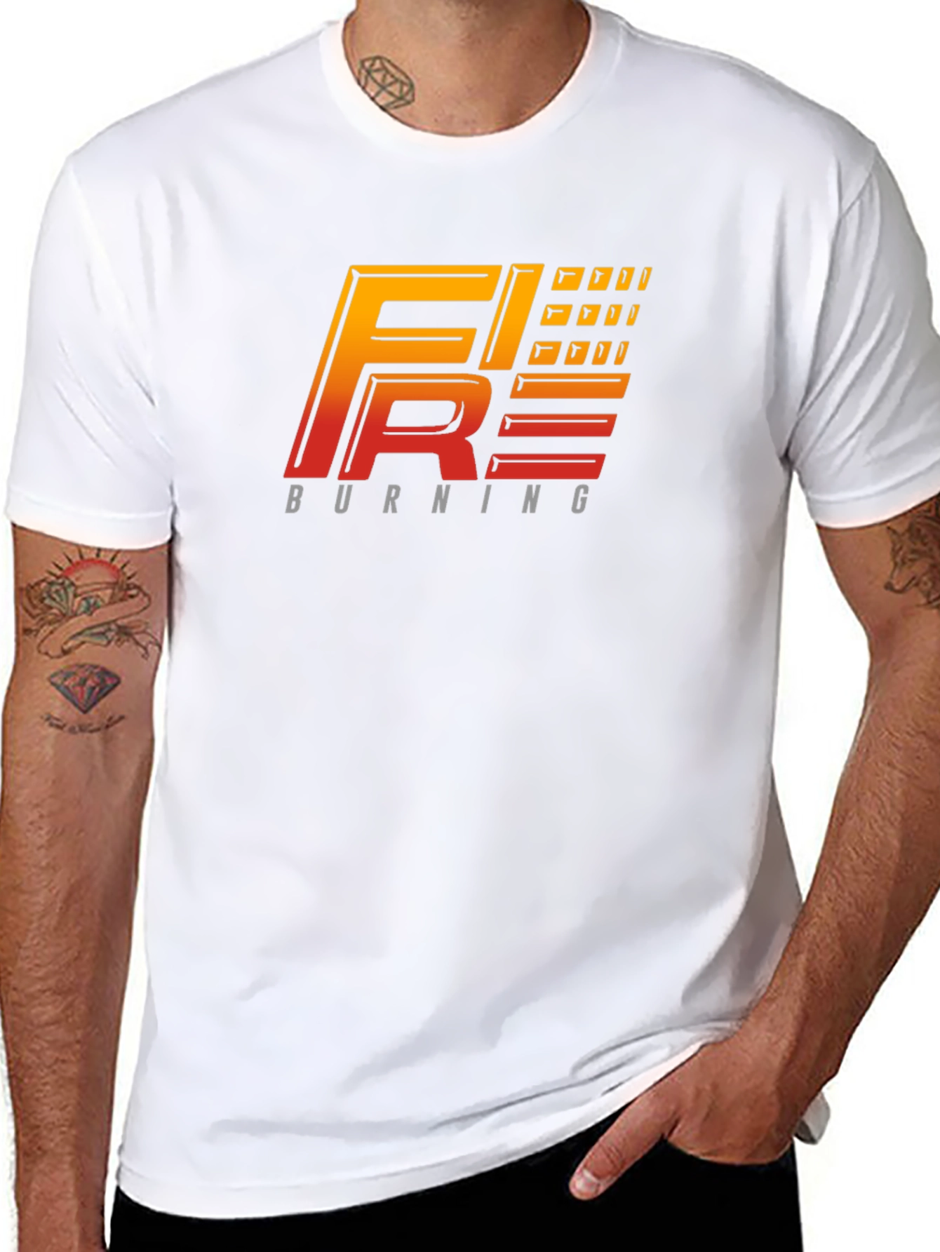 Fire Burning Graphic Tee - Black T-Shirt