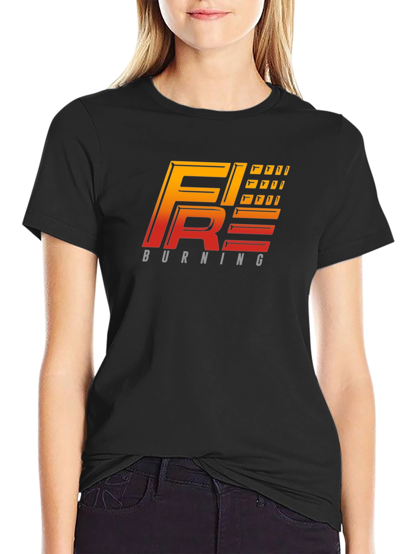 Fire Burning Graphic Tee - Black T-Shirt