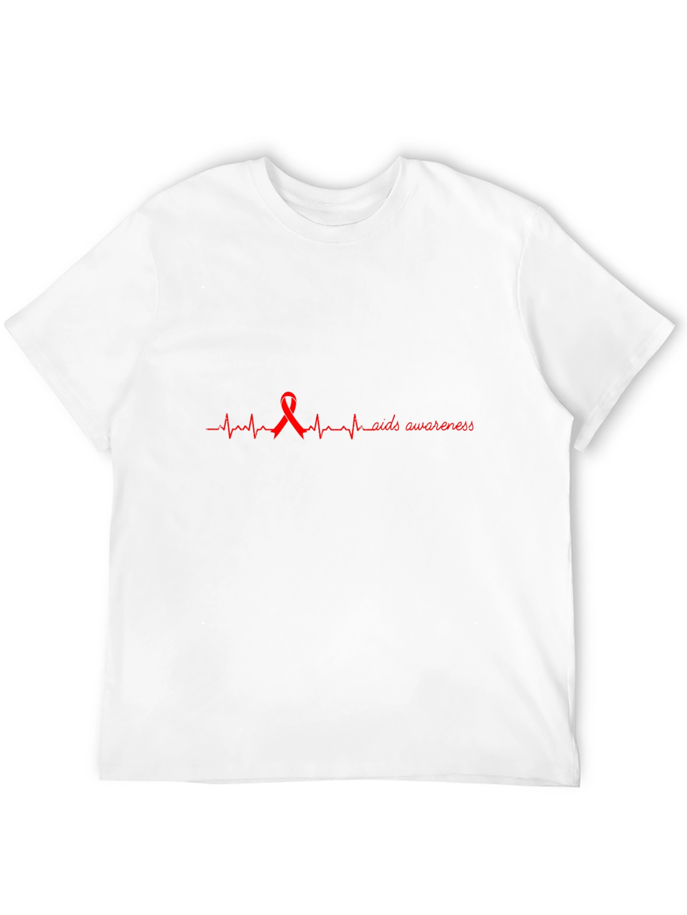 AIDS Awareness Ribbon Heartbeat Graphic Tee - Black