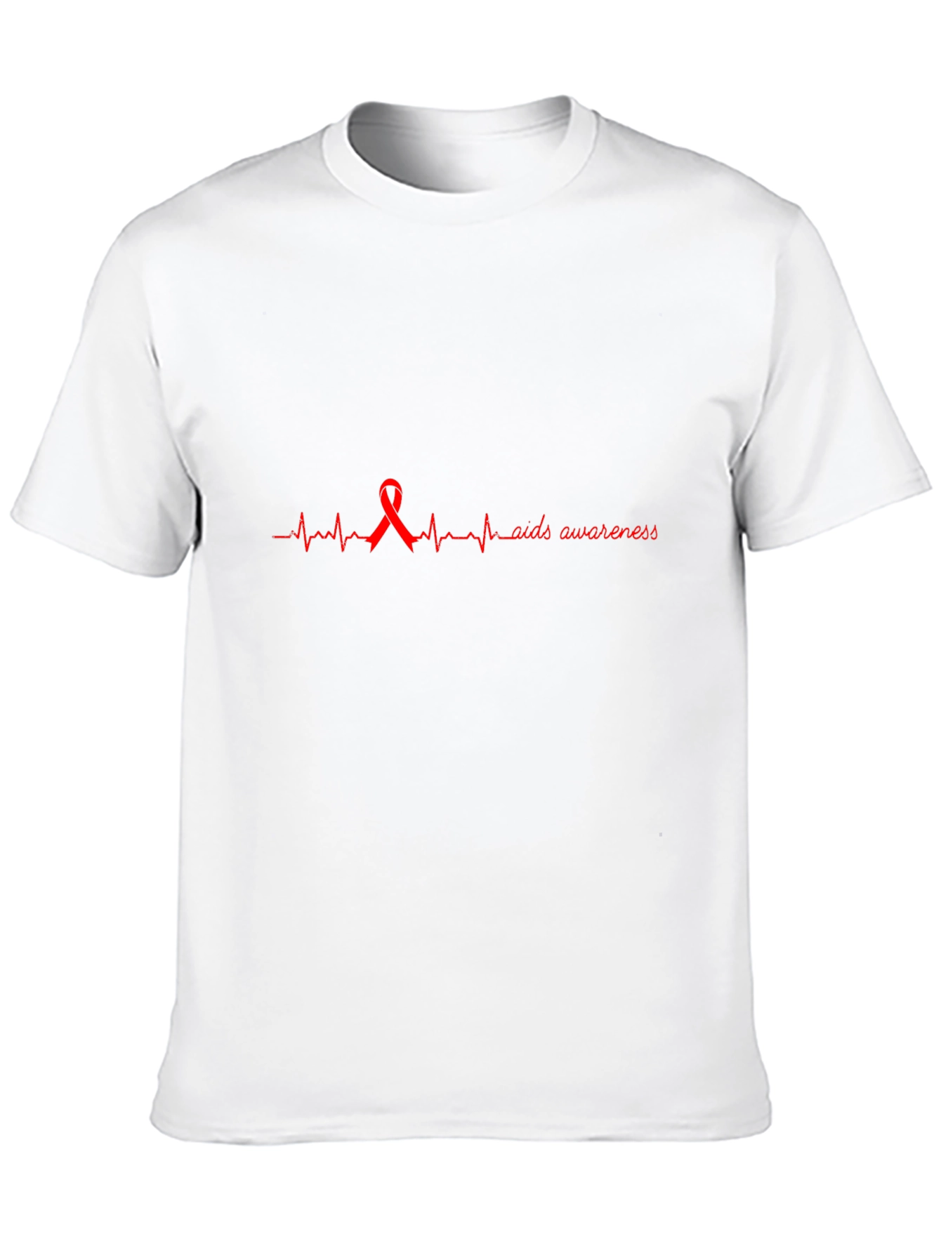 AIDS Awareness Ribbon Heartbeat Graphic Tee - Black