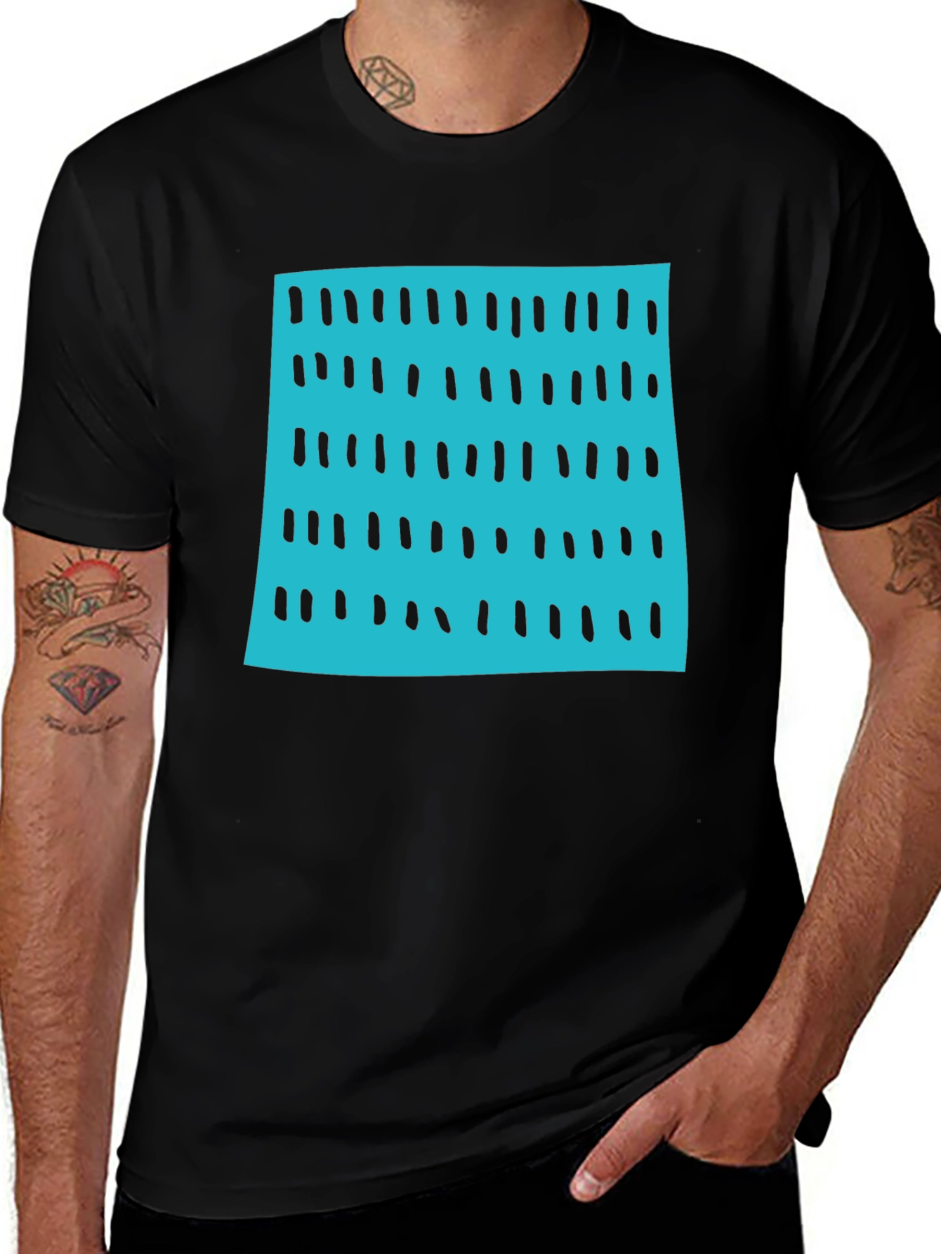 Modern Blue & Black Pattern Tee