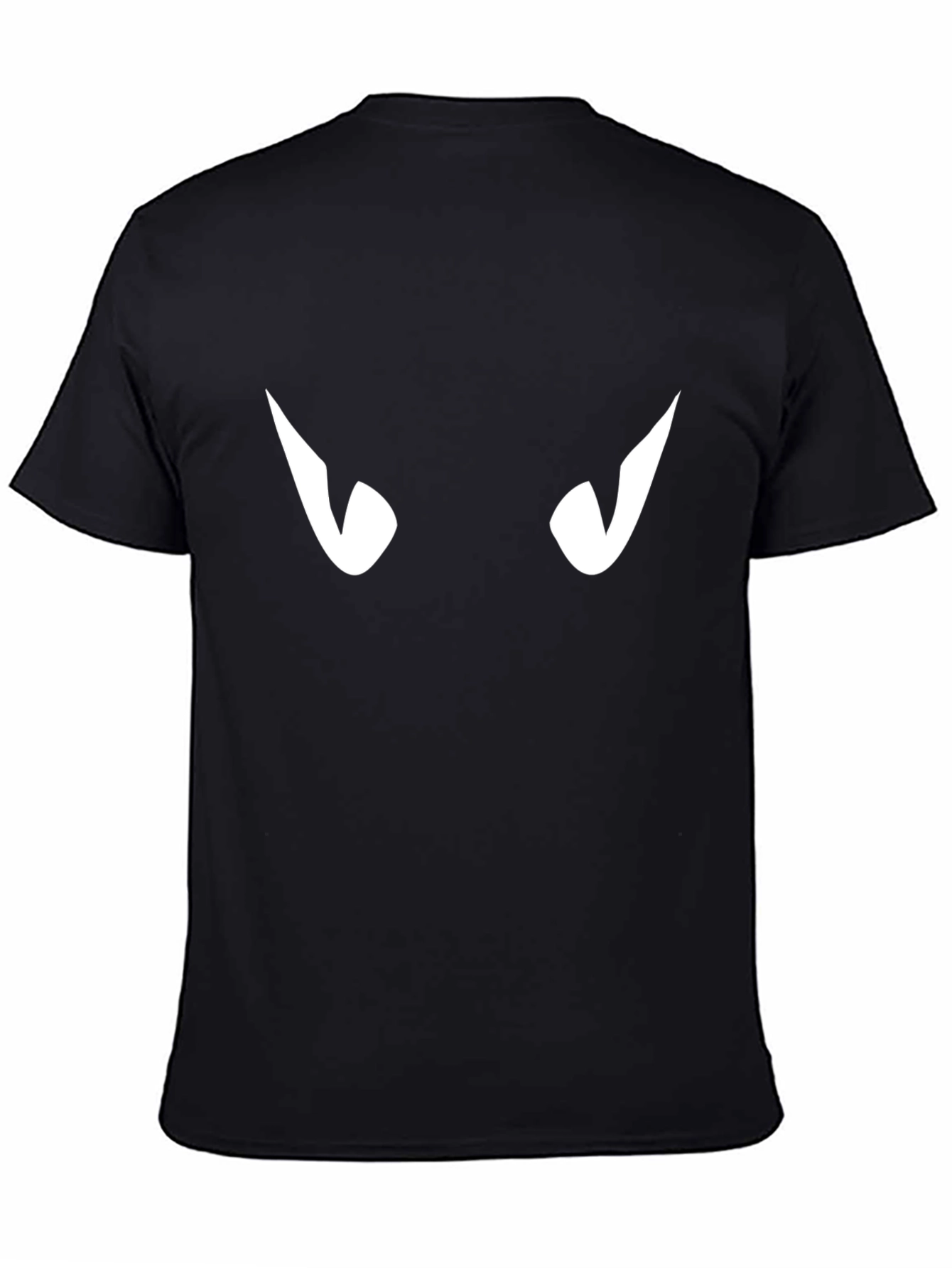 Mens Black T-Shirt with White Eyes Graphic