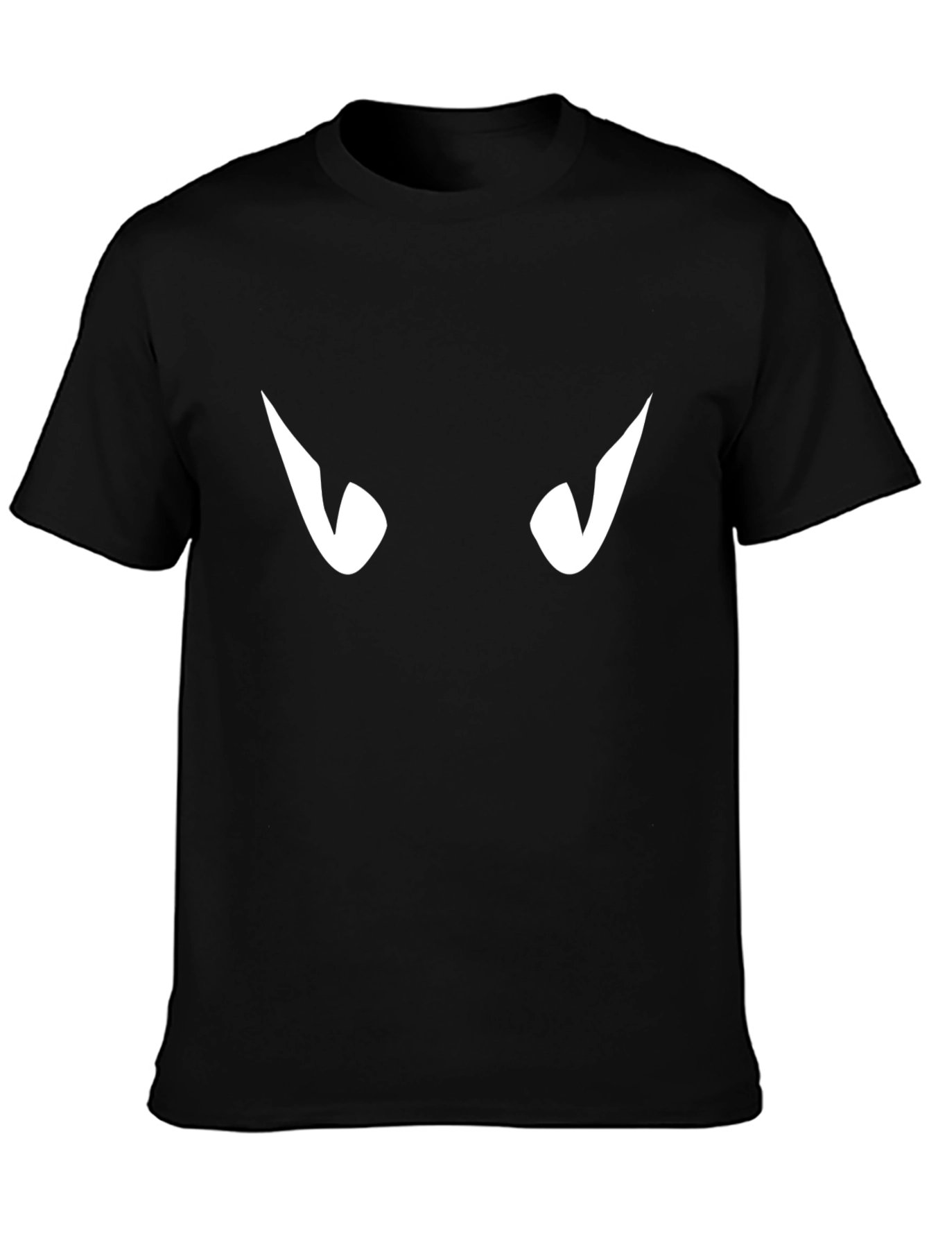 Mens Black T-Shirt with White Eyes Graphic