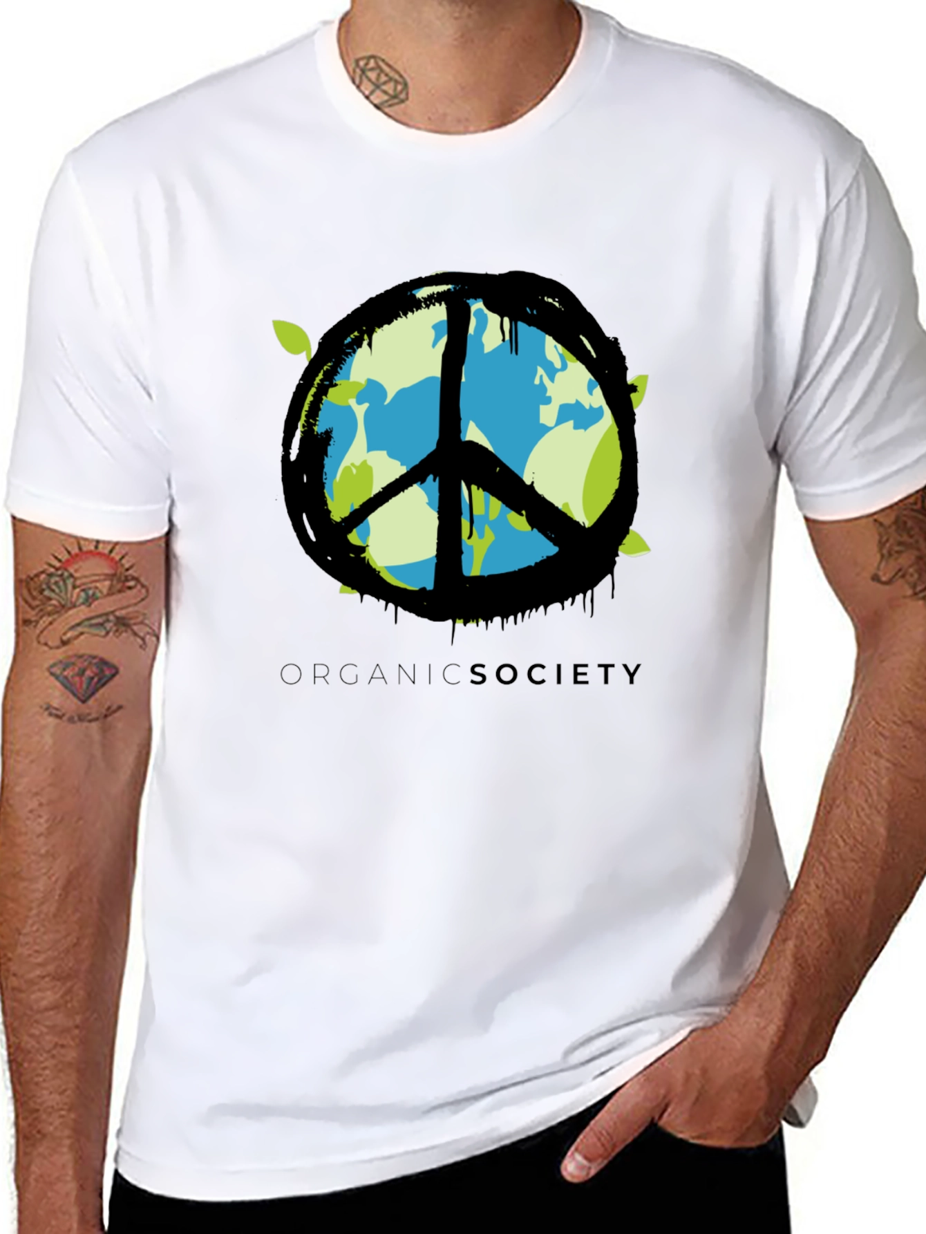 Organic Society Peace Sign Earth T-Shirt