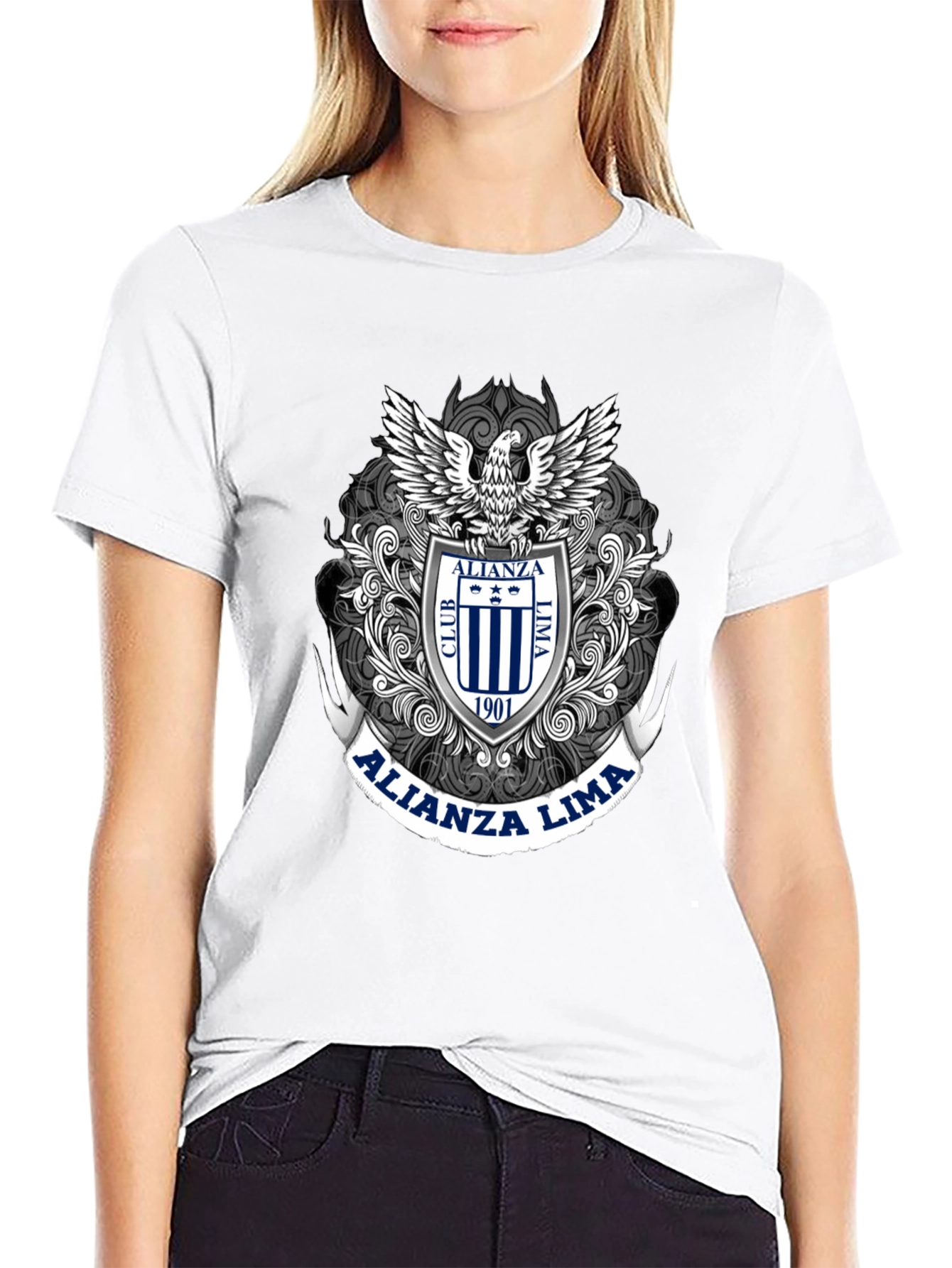 Alianza Lima Eagle Crest Black T-Shirt