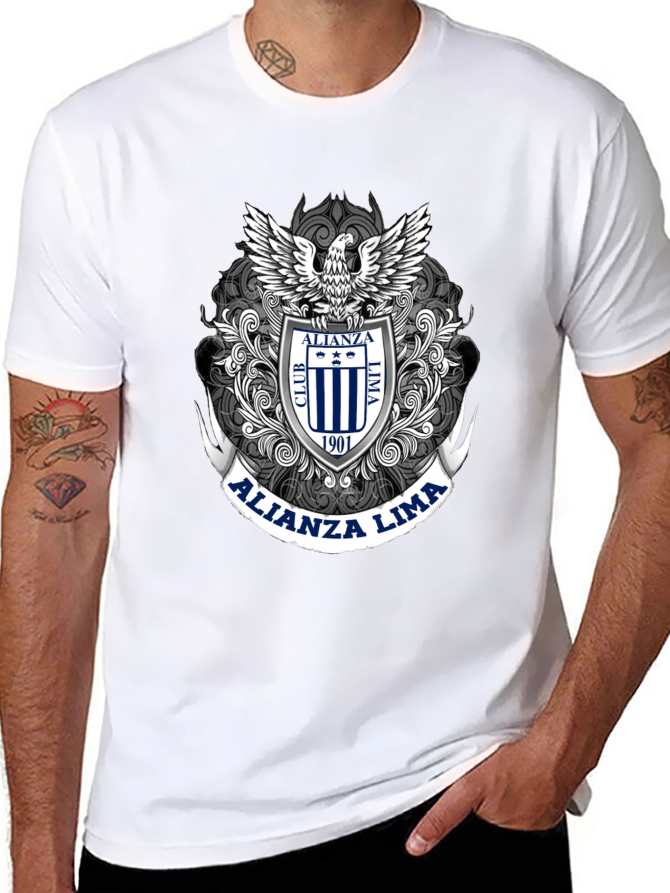 Alianza Lima Eagle Crest Black T-Shirt