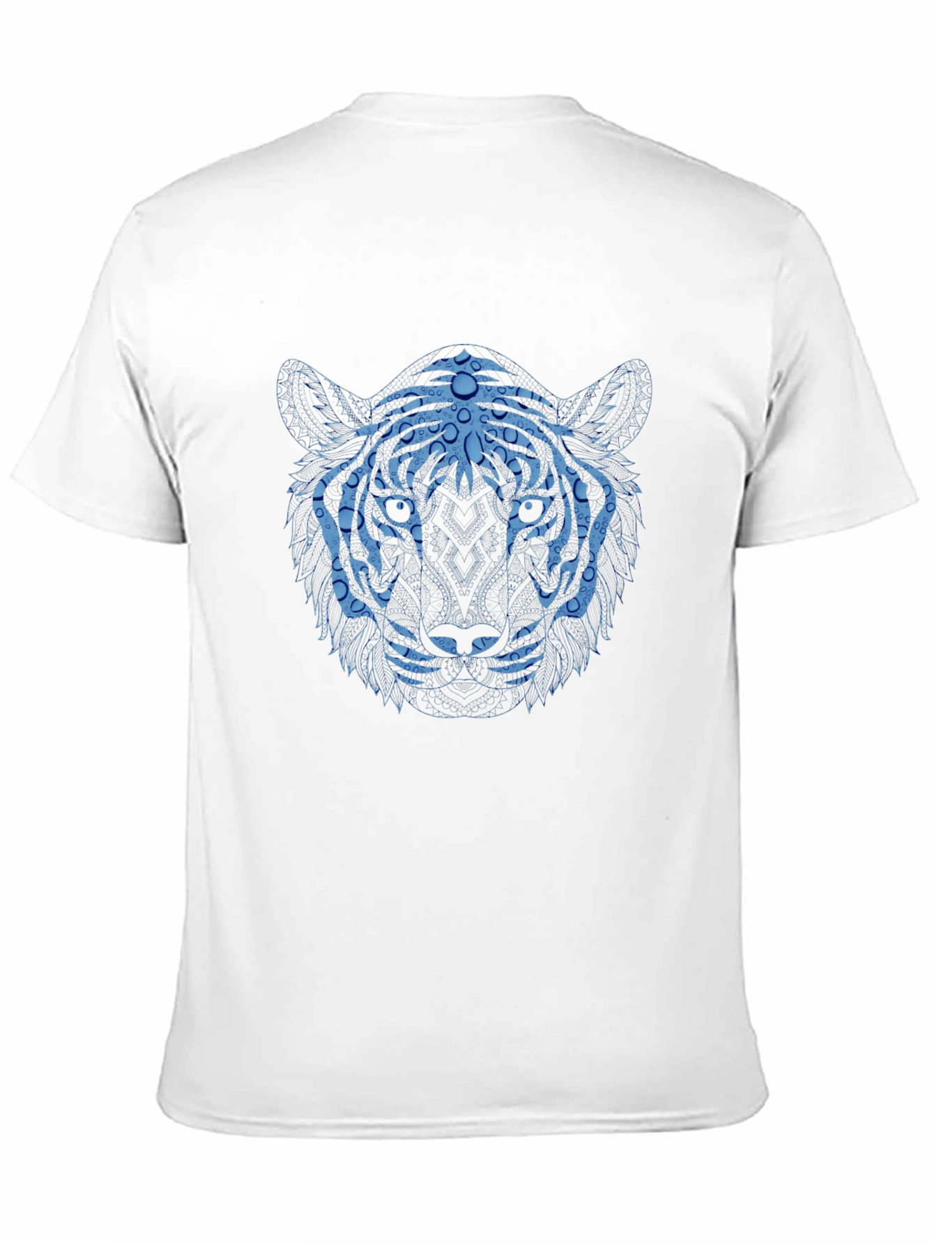 Blue Tiger Graphic Print Black T-Shirt