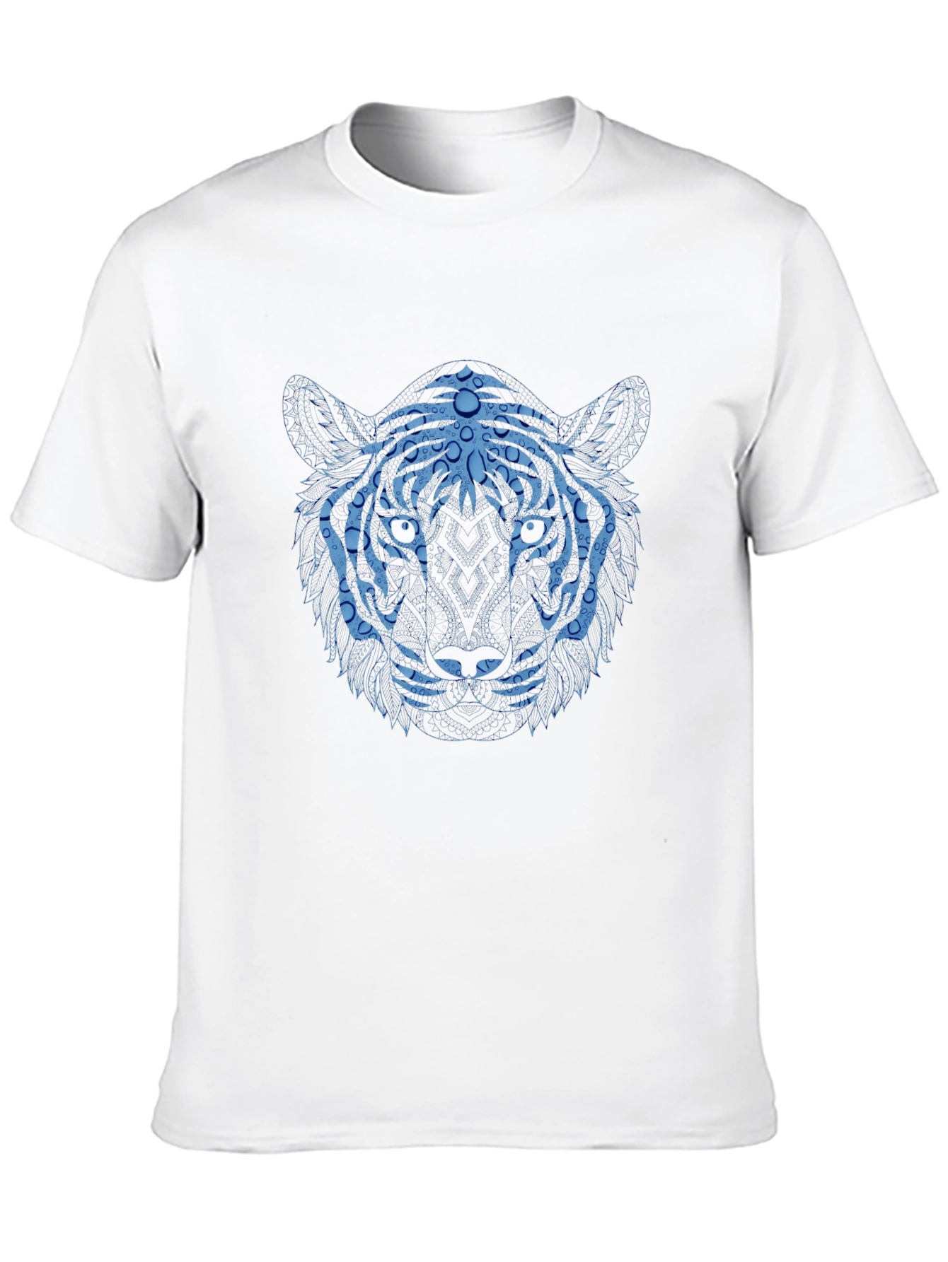 Blue Tiger Graphic Print Black T-Shirt