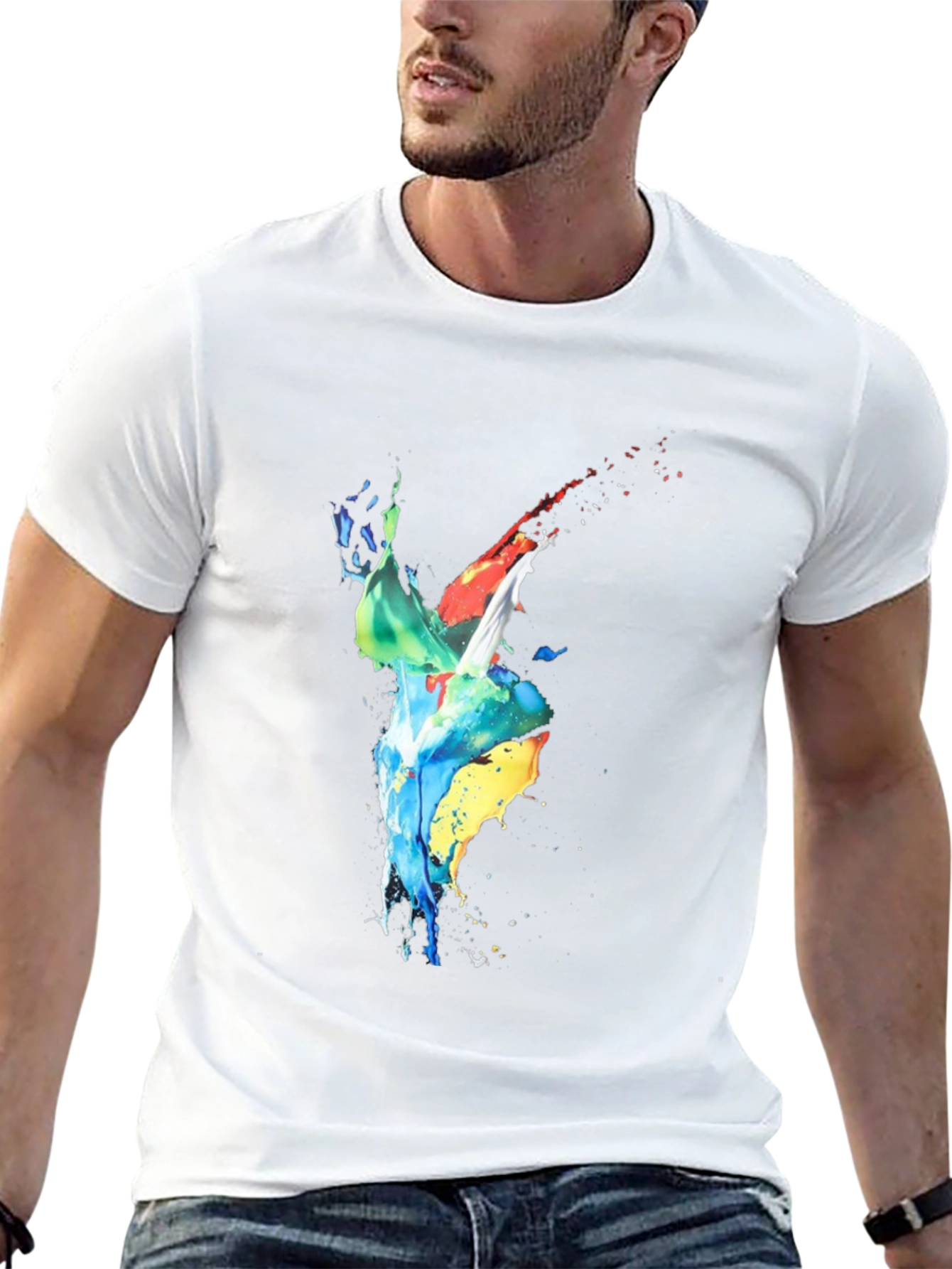 Abstract Splatter Art Black T-Shirt