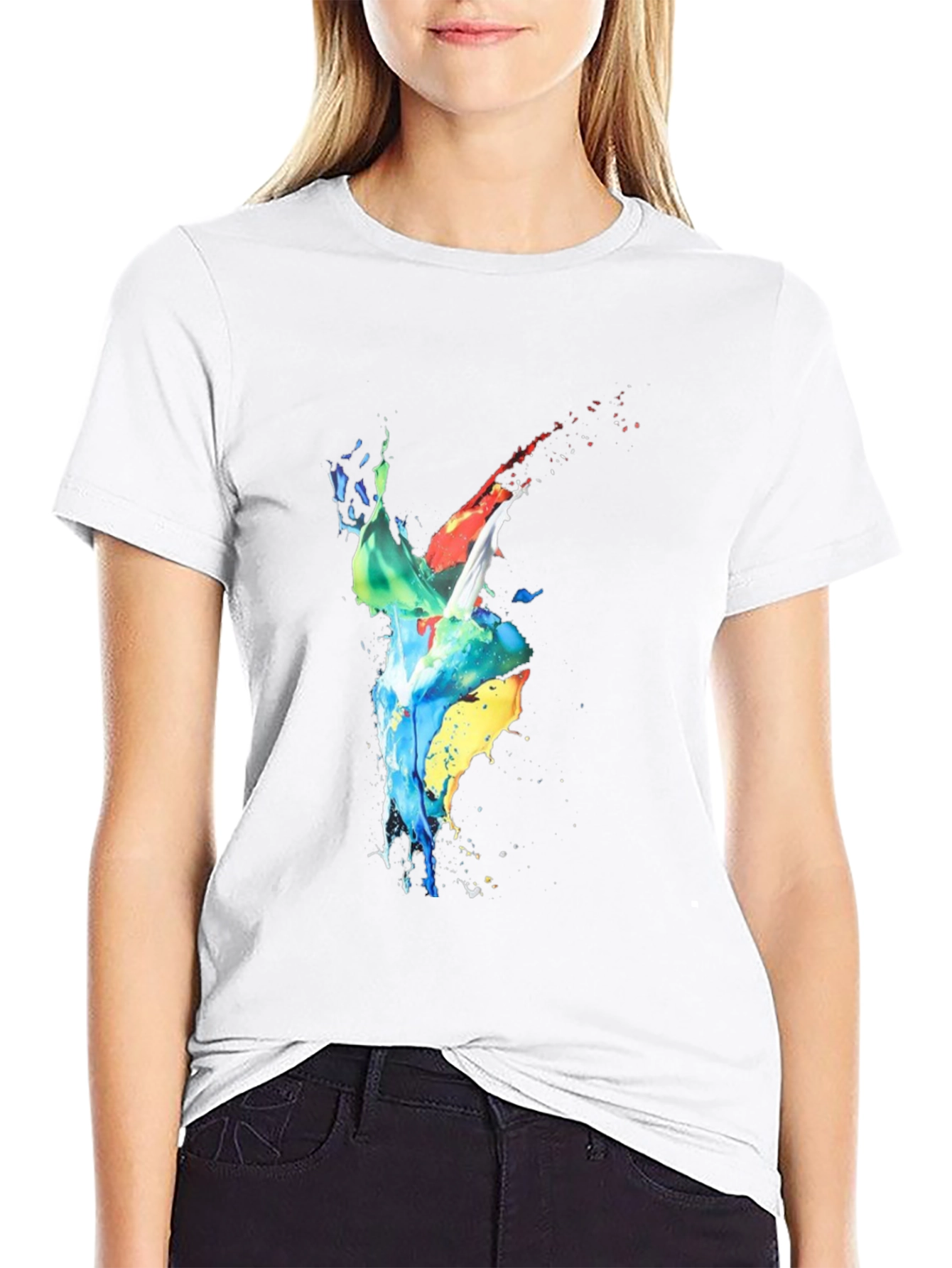 Abstract Splatter Art Black T-Shirt