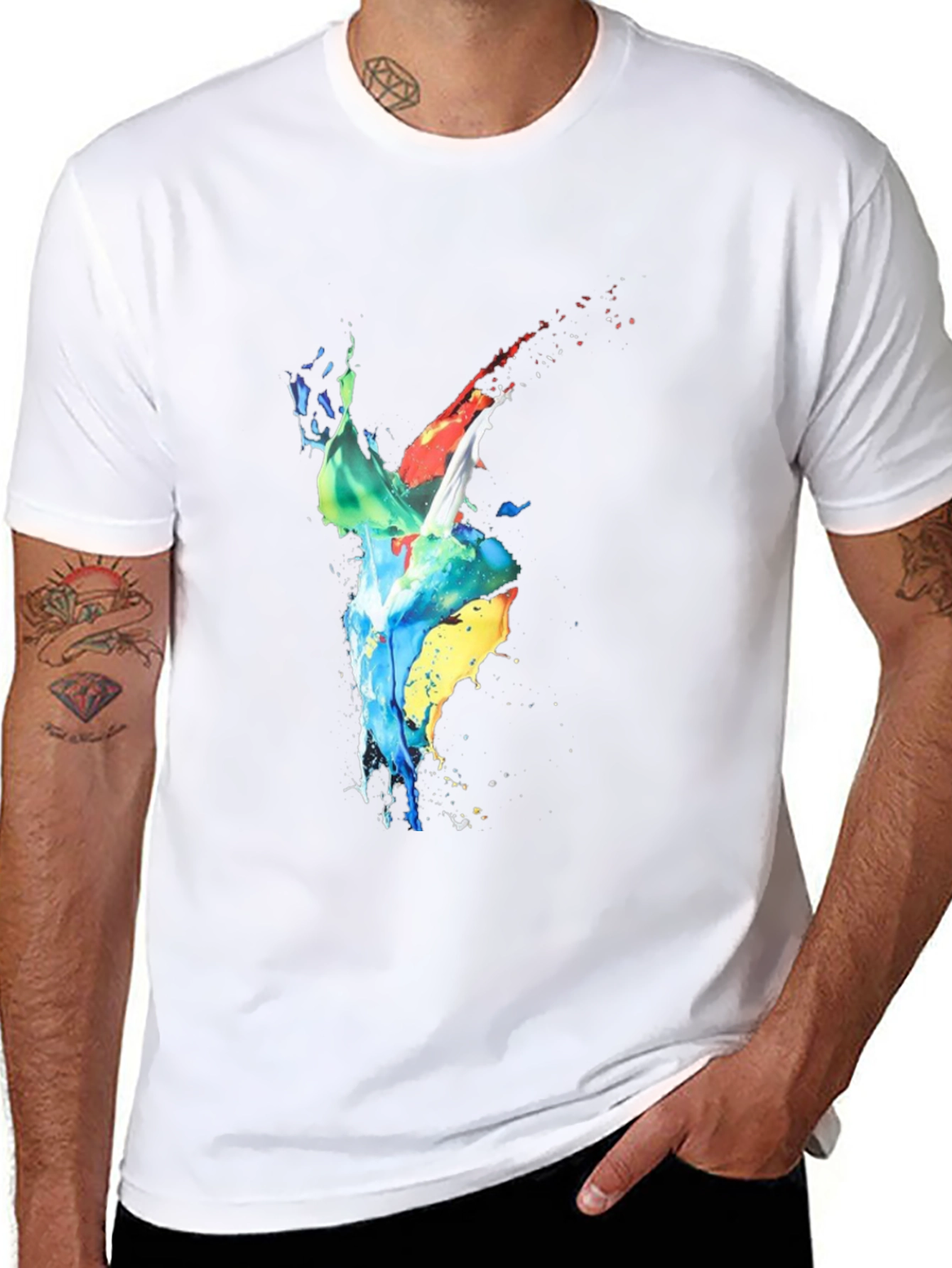 Abstract Splatter Art Black T-Shirt