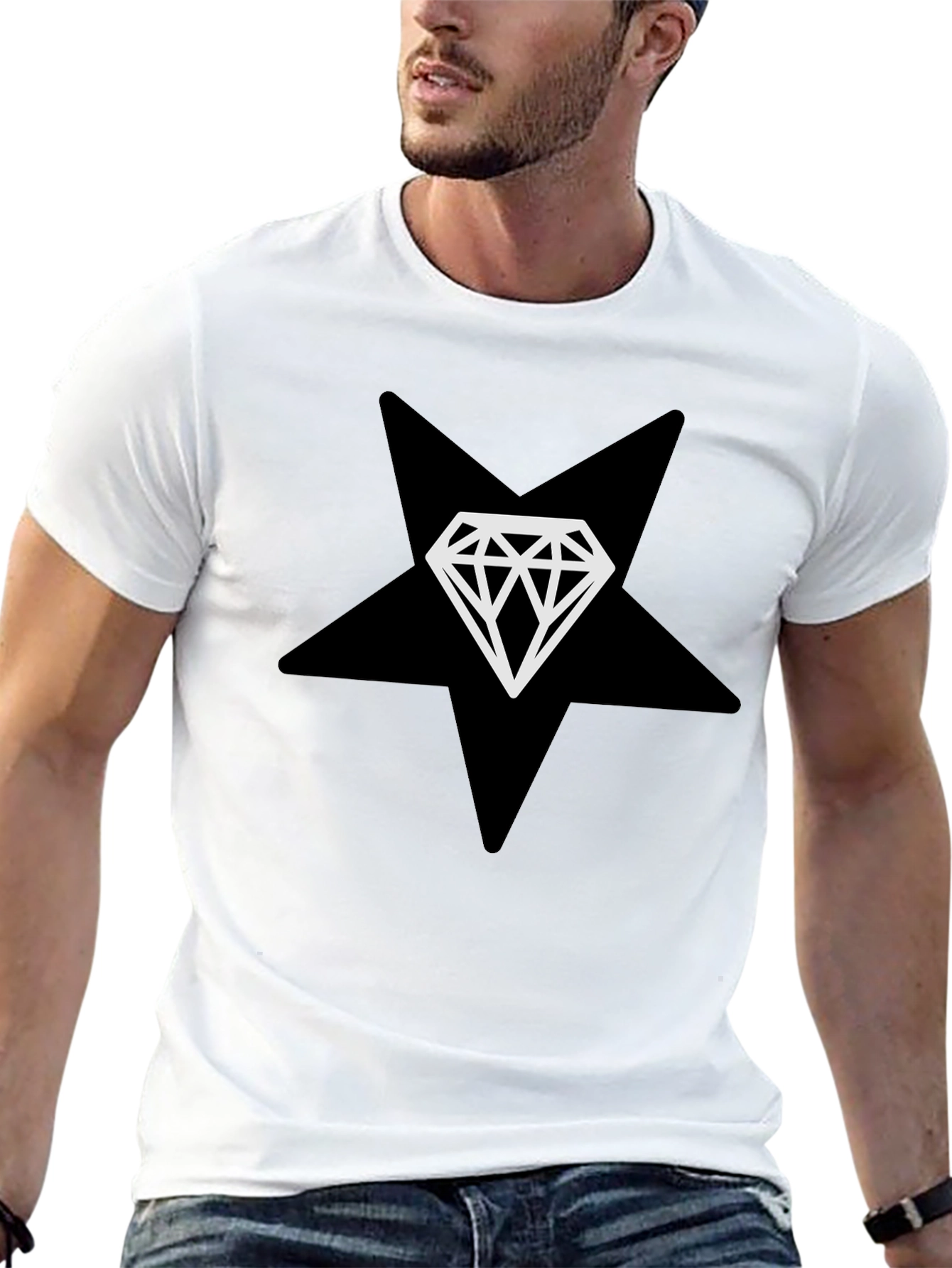 Star Diamond Graphic Black T-Shirt