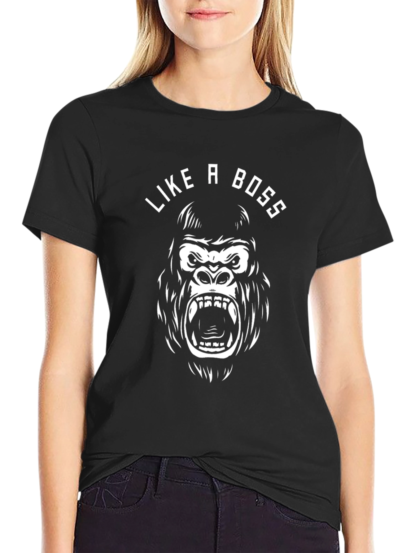 Like a Boss Gorilla Graphic Tee - Black
