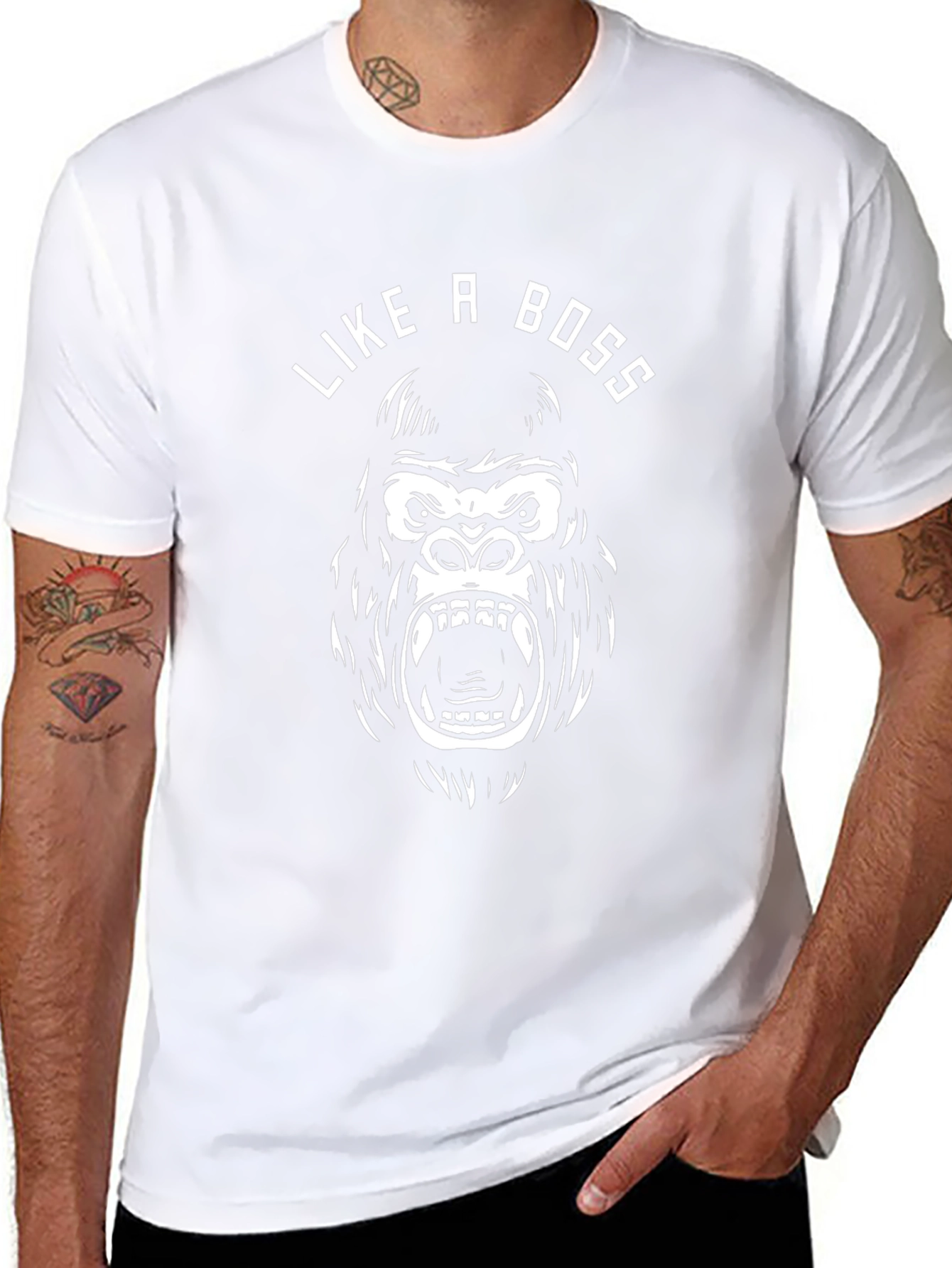 Like a Boss Gorilla Graphic Tee - Black