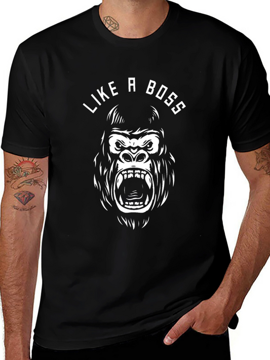 Like a Boss Gorilla Graphic Tee - Black