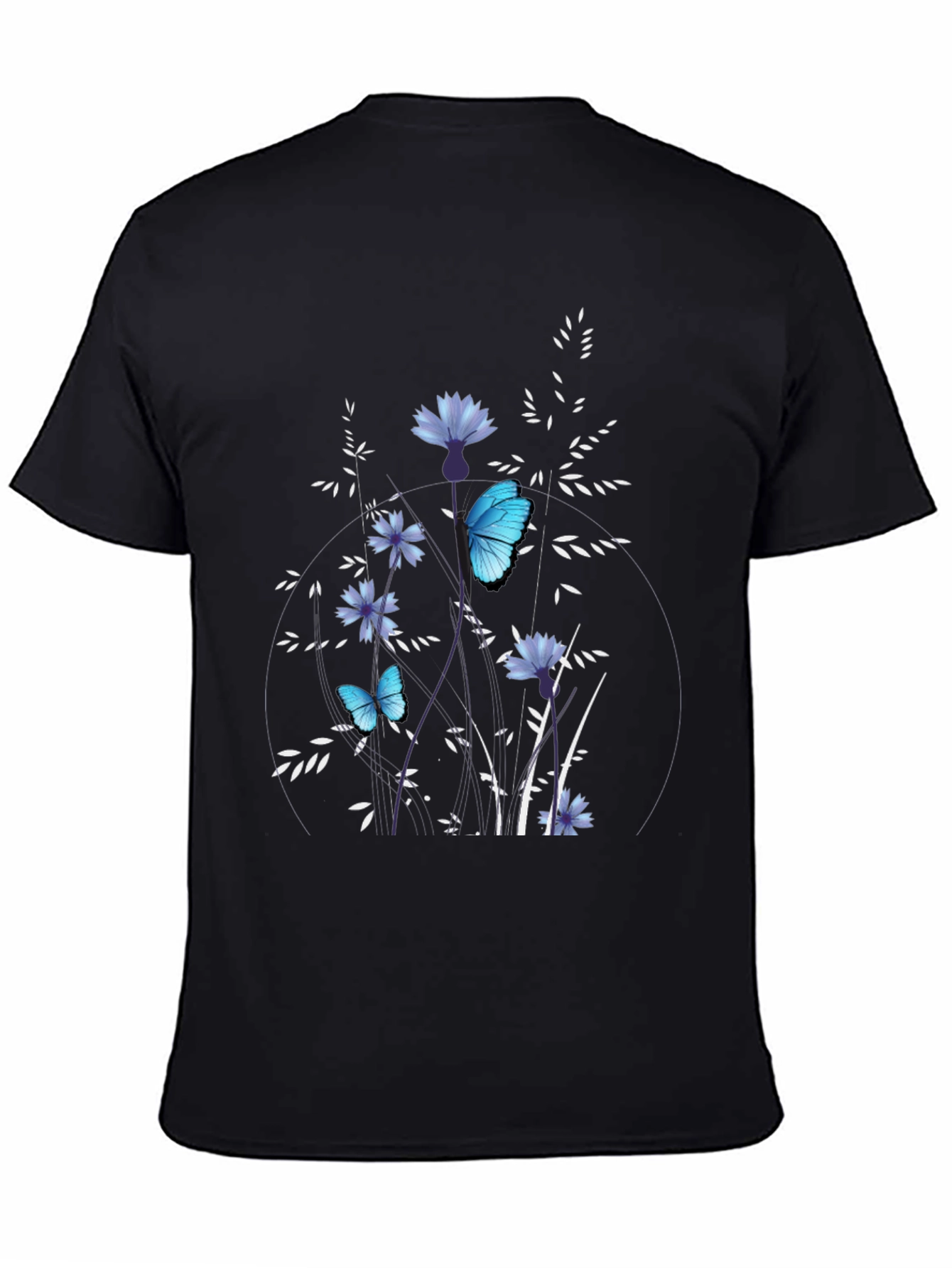 Black Butterfly & Floral Graphic Tee
